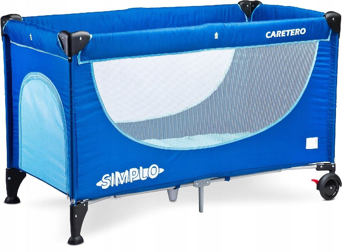 TRAVEL COT CARETERO SIMPLO BLUE FOLDING, WITH LOCK DOOR