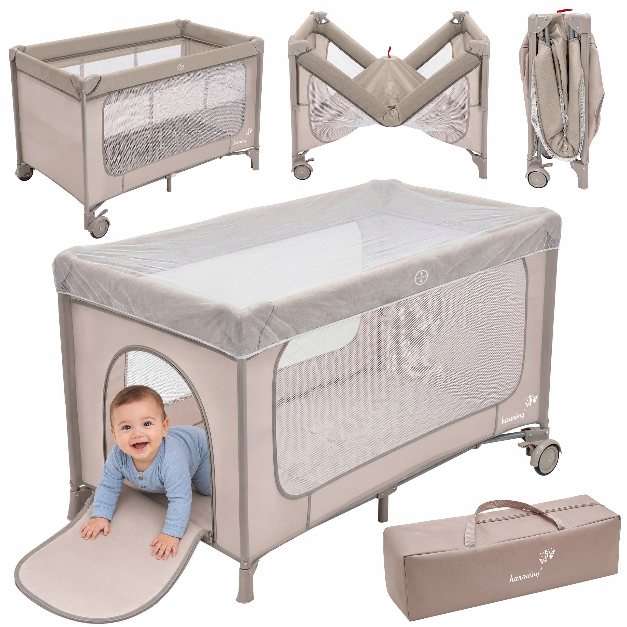TRAVEL COT CLOUD TWO-LEVEL AUTOMATICALLY FOLDING + BAG