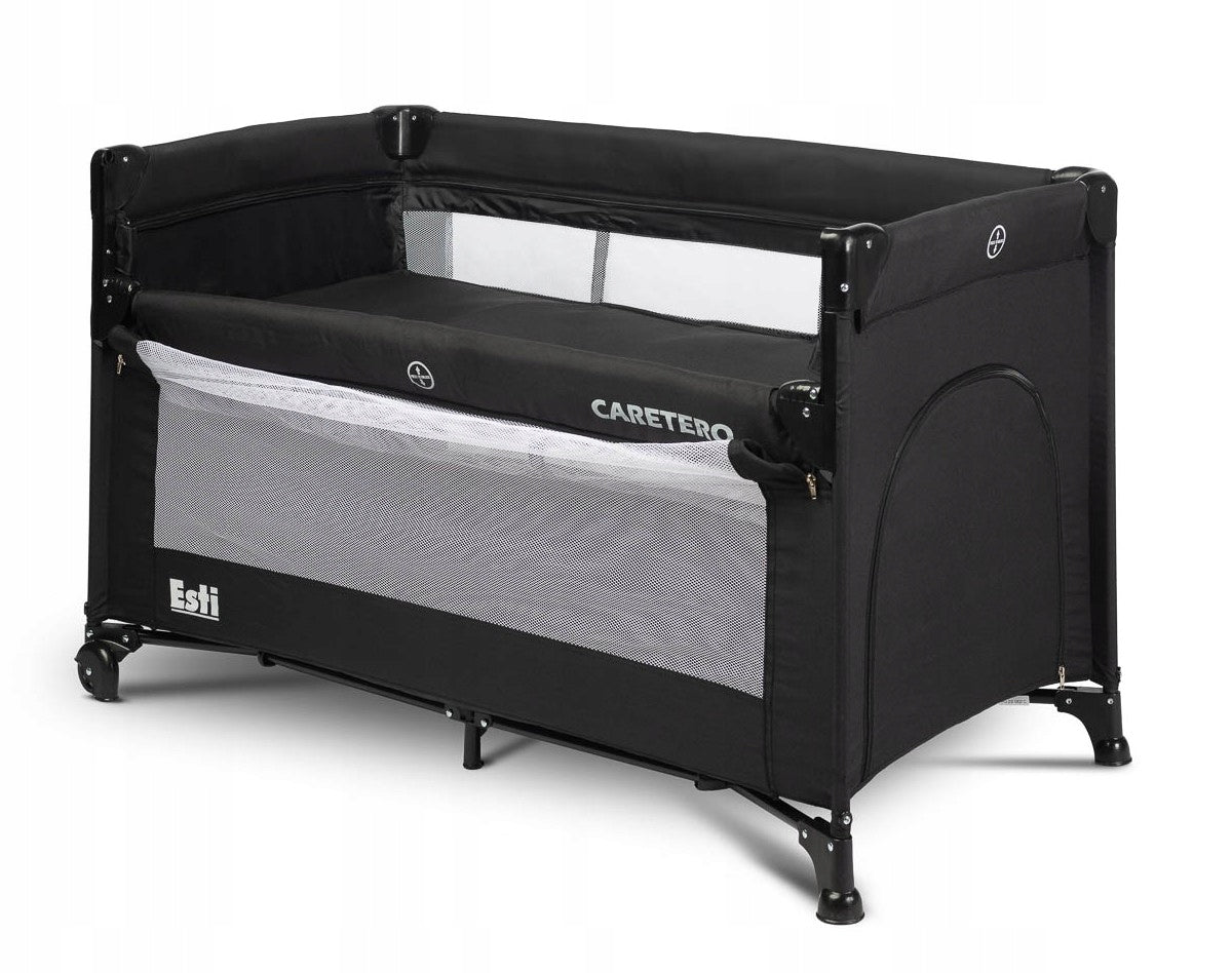 TRAVEL COT DELIVERY TWO-LEVEL LOWERED SIDE MATTRESS WHEELS Color black