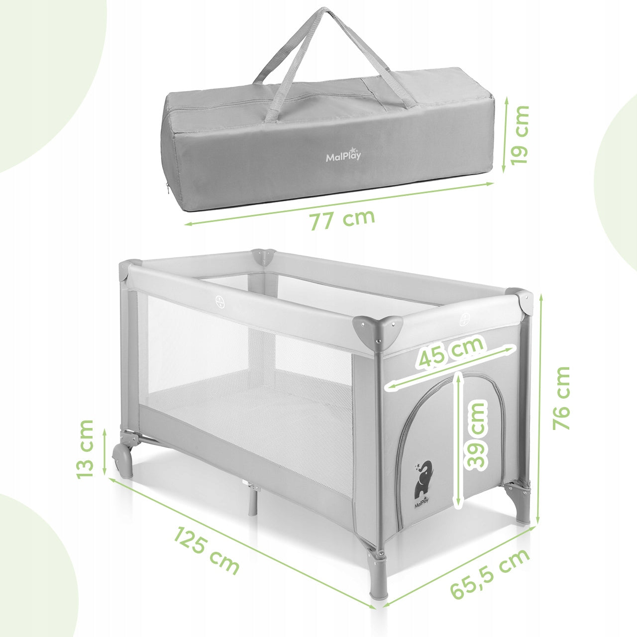 TRAVEL COT FOLDING PLAYPEN FOR BABY TRAVEL MATTRESS BAG 2IN1 Packaging status original
