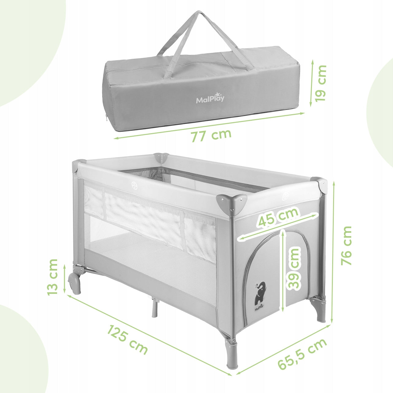 TRAVEL COT FOLDING PLAYPEN FOR BABY TWO-LEVEL MATTRESS BAG Packaging status original