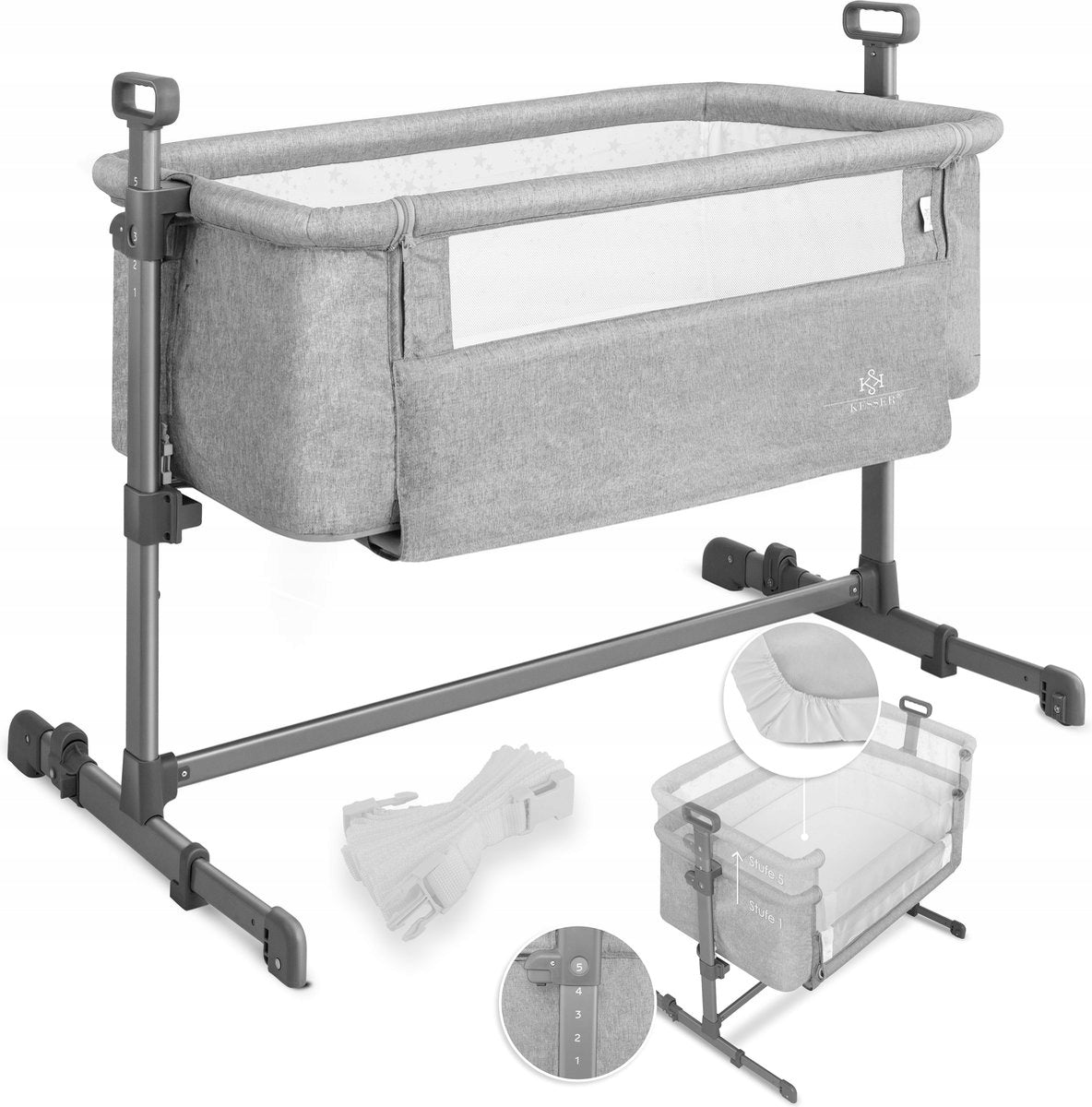 TRAVEL COT KESSER 69 x 103 cm grey