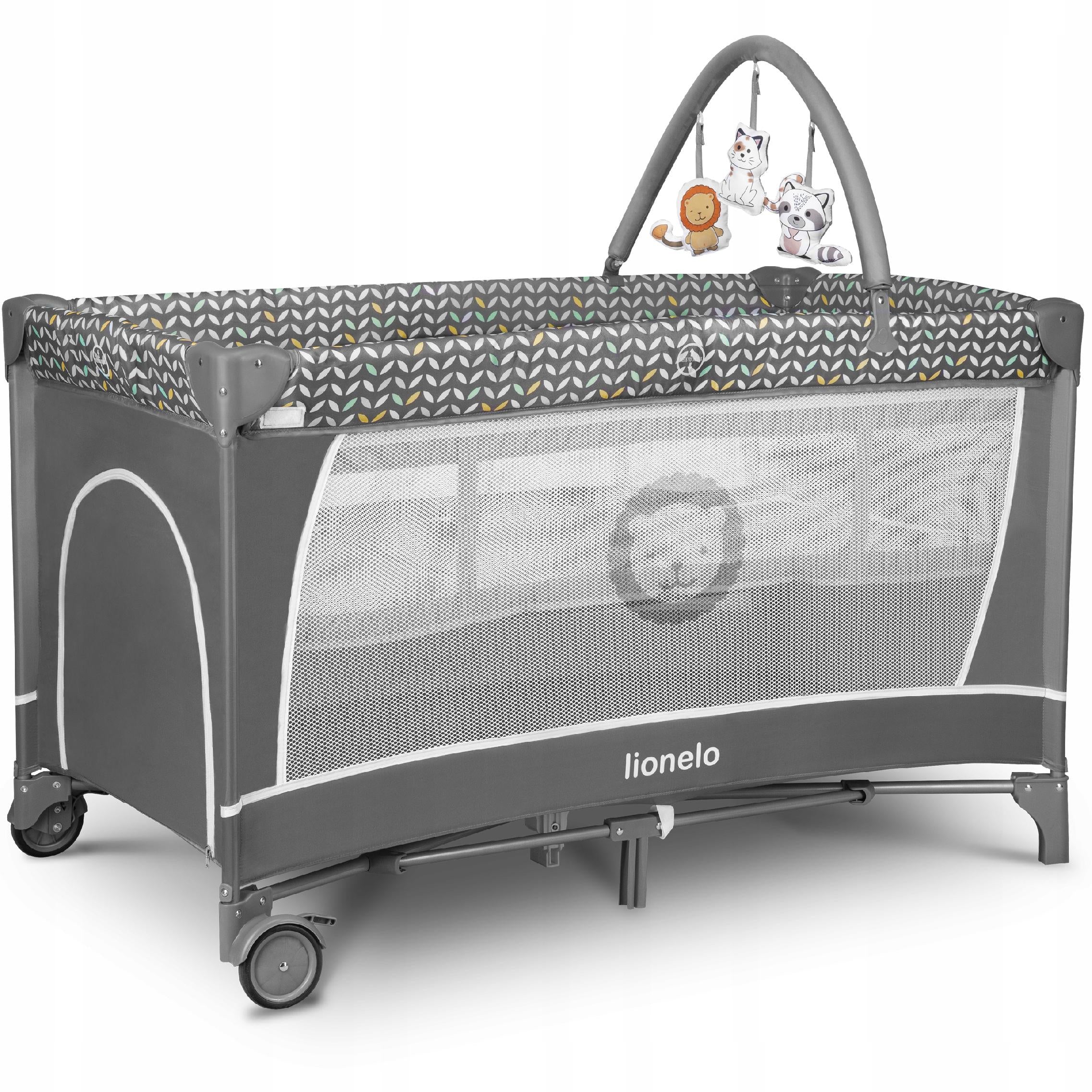 TRAVEL COT LIONELO FLOWER TWO-LEVEL Color gray