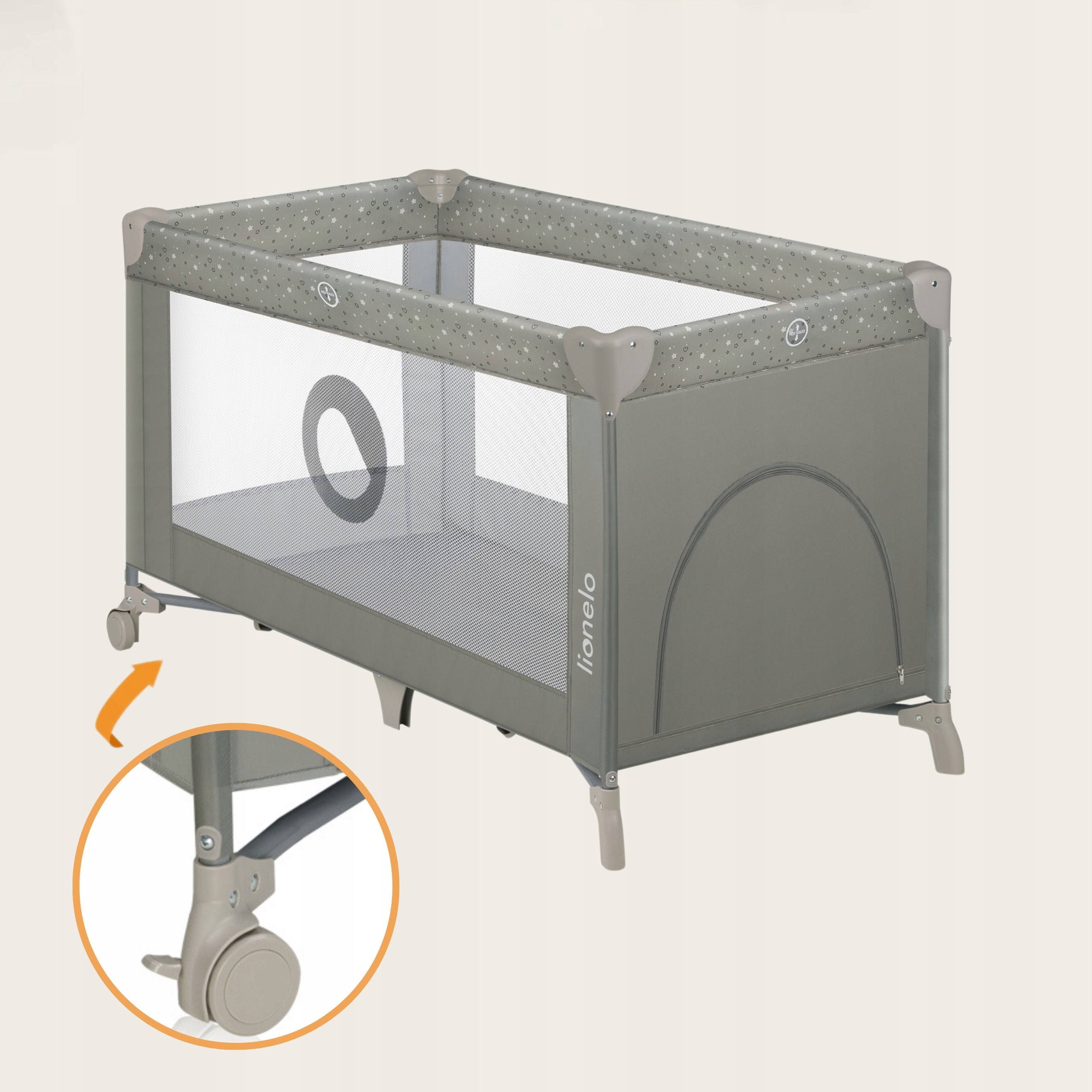 TRAVEL COT PLAYPEN FOR CHILDREN MATTRESS LIONELO LO-STEFI BEIGE SAND Brand Lionelo