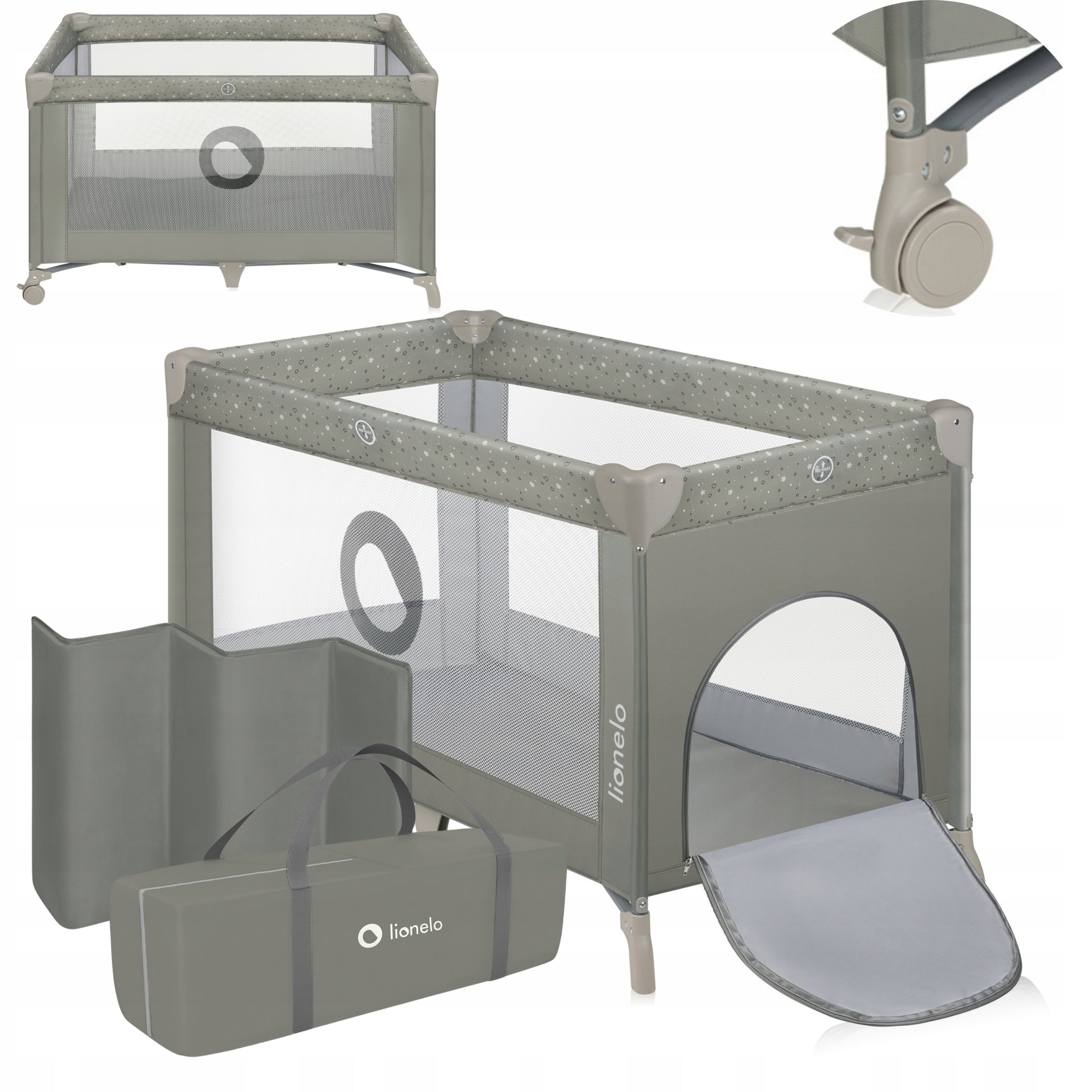 TRAVEL COT PLAYPEN FOR CHILDREN MATTRESS LIONELO LO-STEFI BEIGE SAND
