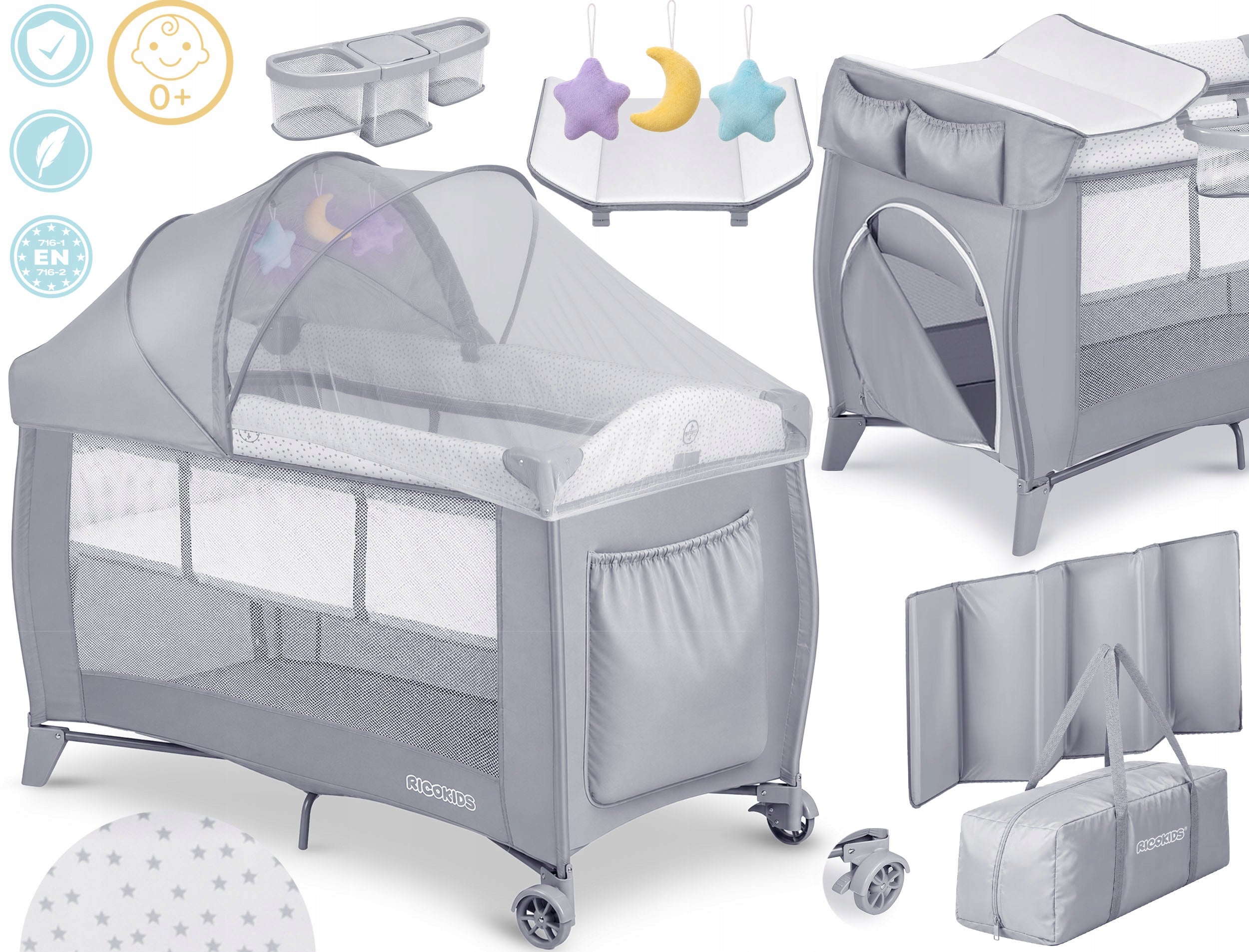 TRAVEL COT TWO-LEVEL FOLDING TRAVEL MATTRESS PLAYPEN + BAG Packaging status original