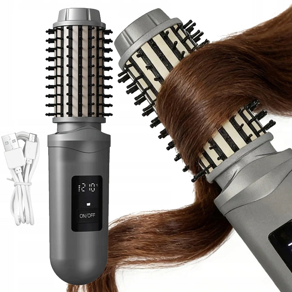 TRAVEL CURLING IRON FOR SHORT HAIR, HEATED BRUSH FOR SOFT CURLS