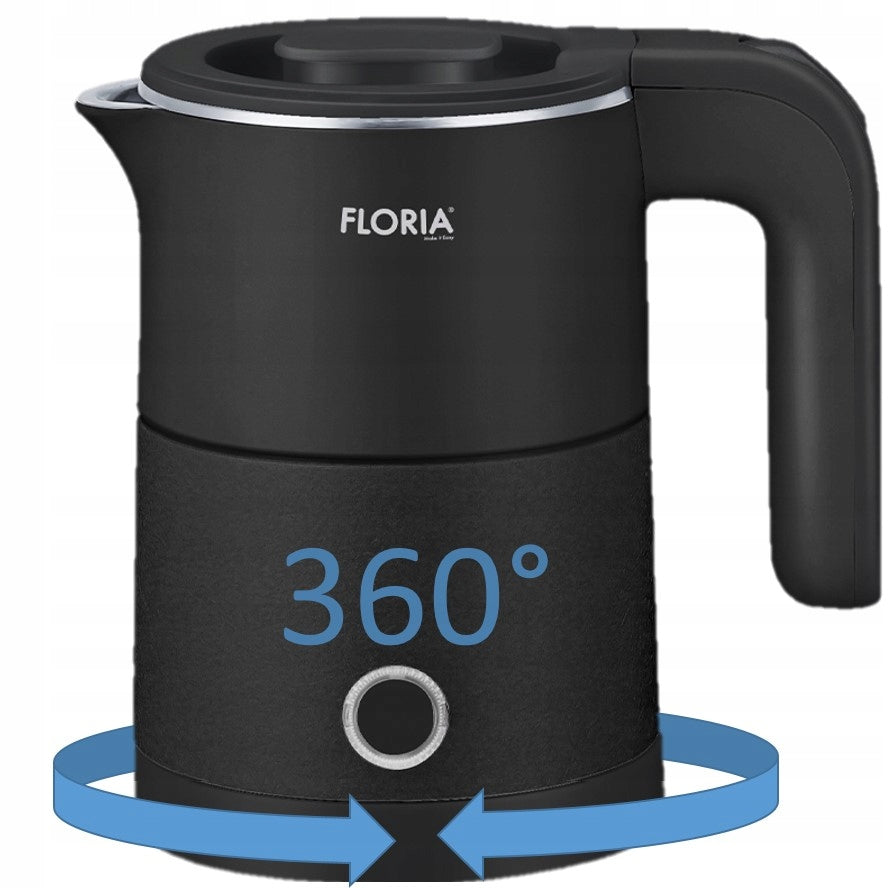 TRAVEL ELECTRIC KETTLE QUIET SMALL 1000W 0,5L Brand Floria