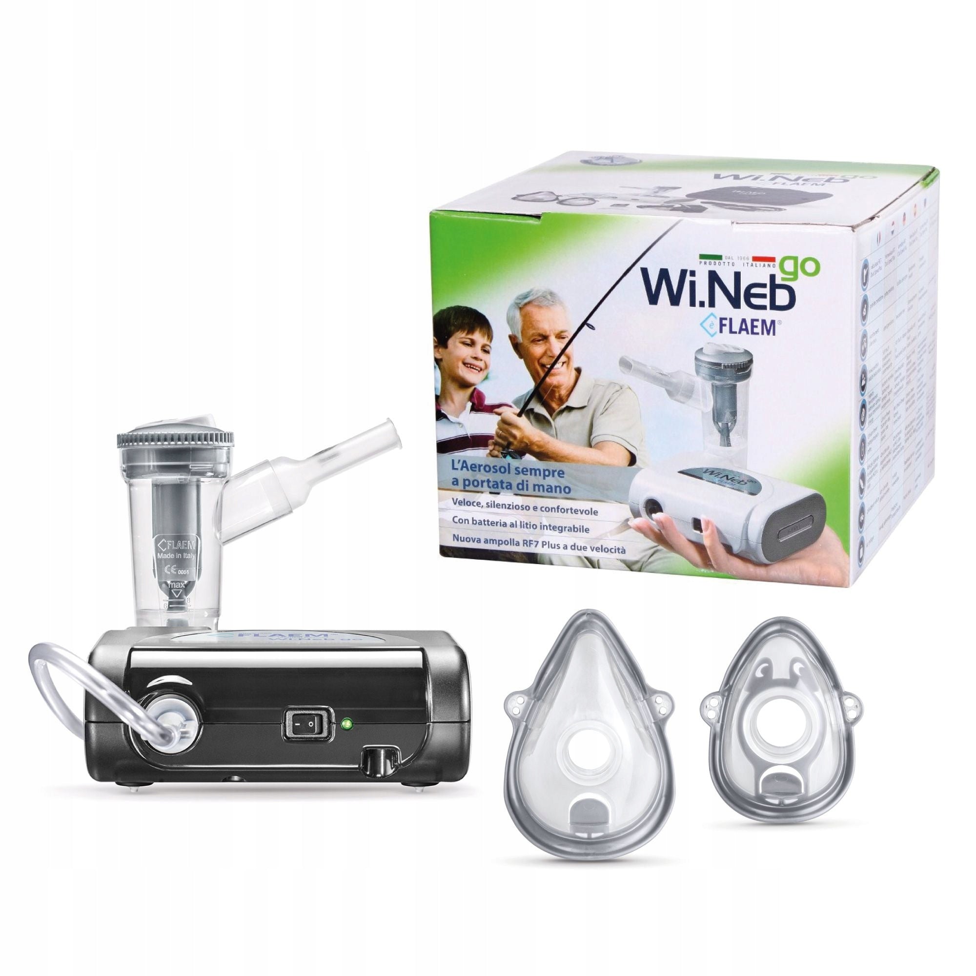 TRAVEL INHALER FLAEM WI.NEB GO +BATTERY NEBULISER RF7 DUAL SPEED EAN (GTIN) 8018294009939