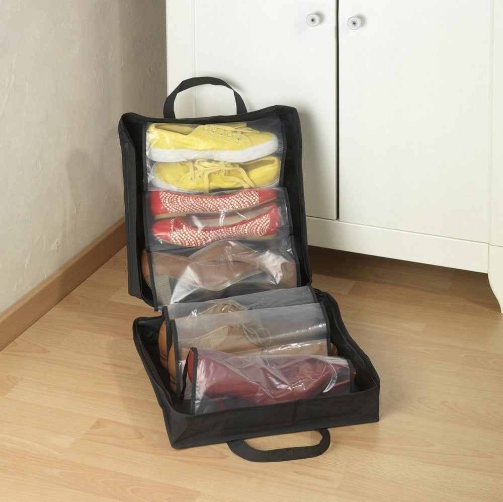 TRAVEL SHOE BAG SHOE ORGANIZER COVER FOR 3-6 PAIRS OF SHOES Color black