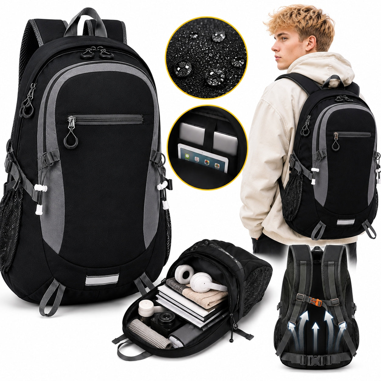TREKKING BACKPACK 40L CITY SCHOOL FOR LAPTOP A4 FOR TRAVEL