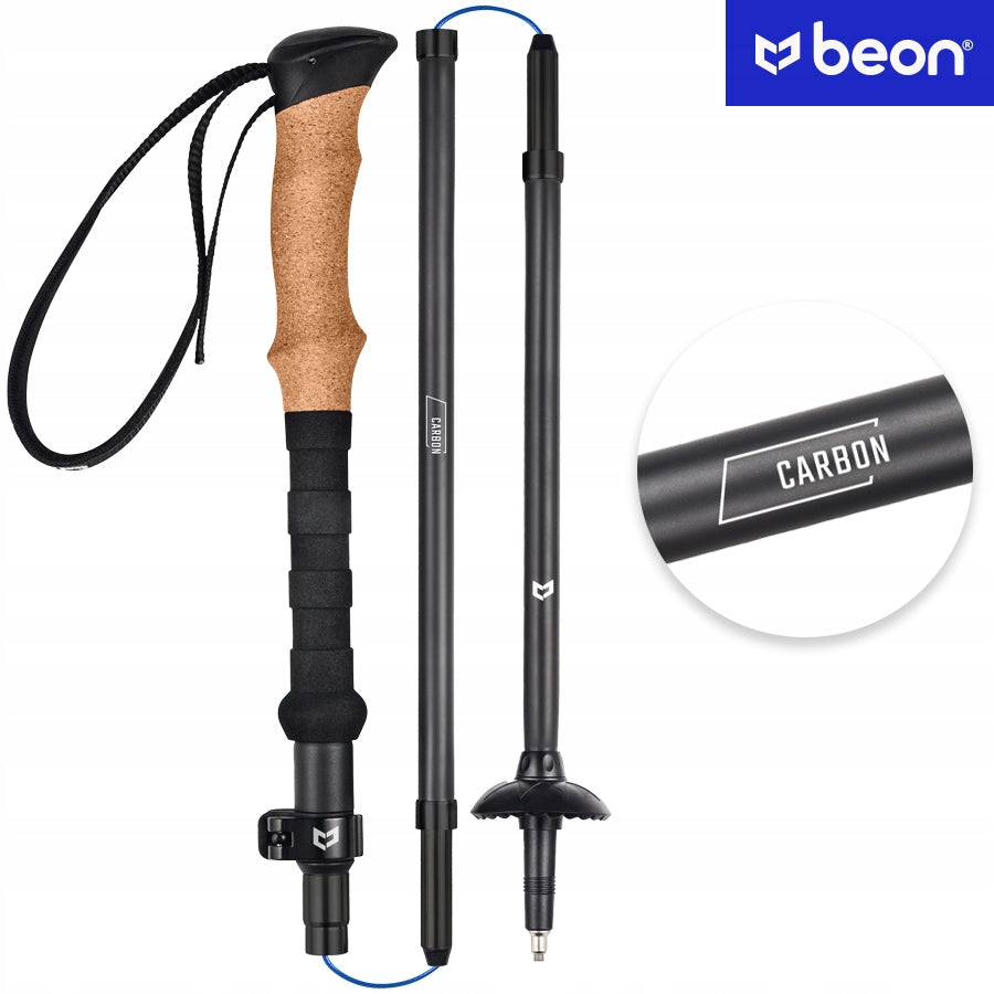 TREKKING POLES FOLDING CARBON NORDIC WALKING POLES CARBON FIBER Color black