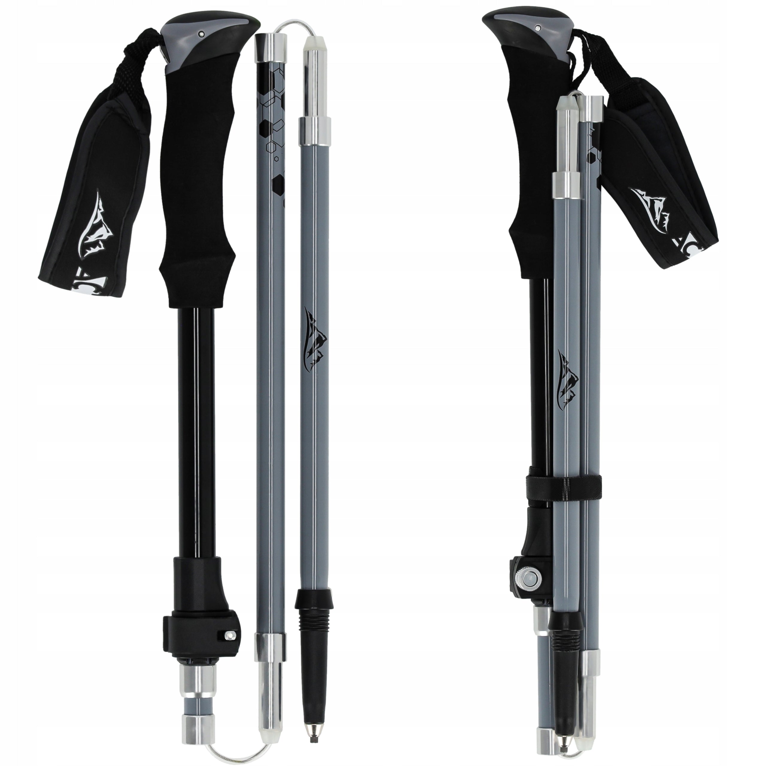 TREKKING POLES FOLDING POLES IN MOUNTAINS FOR WALKING FOLD SET OF 2PCS QUALITY Color black