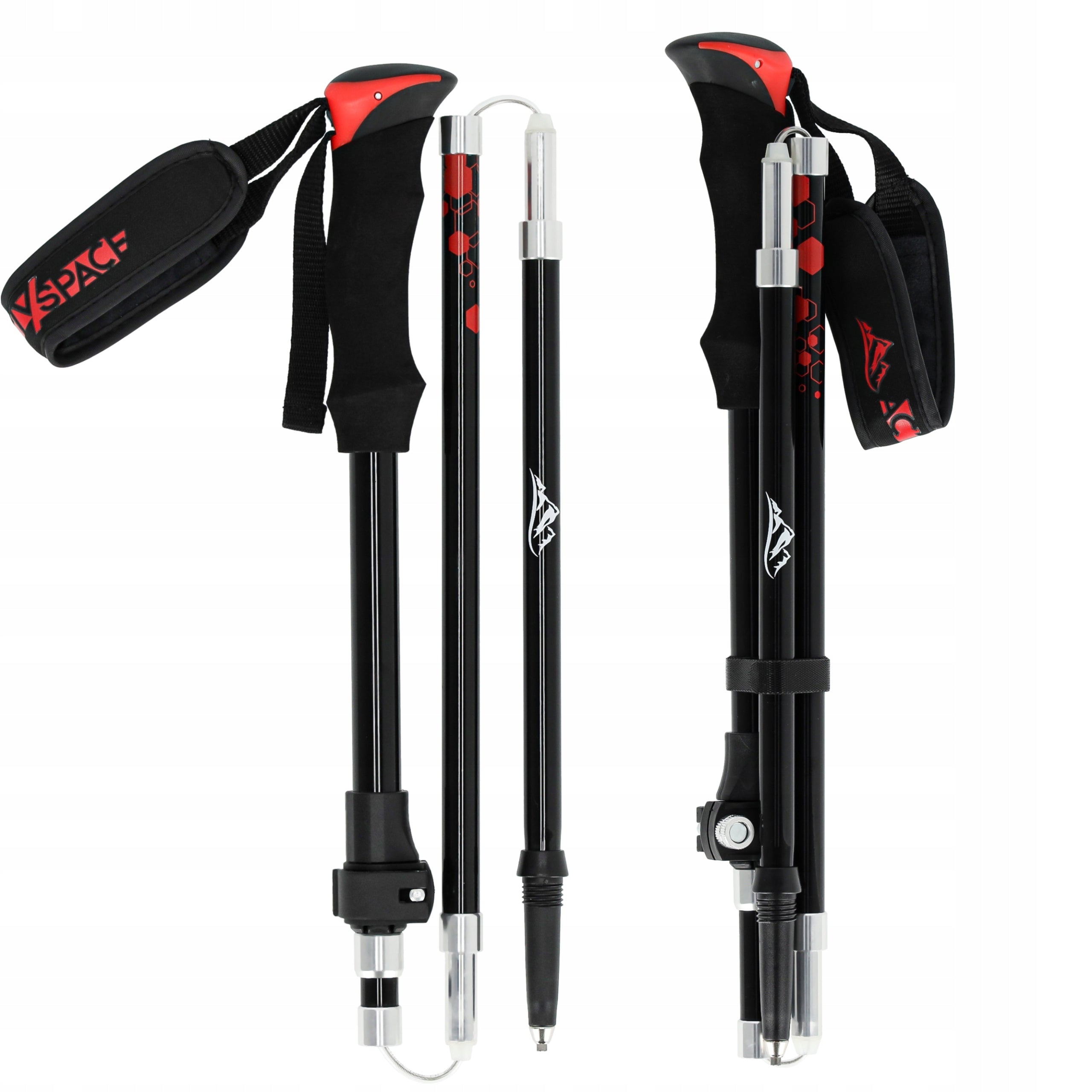 TREKKING POLES FOLDING POLES IN THE MOUNTAINS FOR WALKING ADJUSTABLE 2PCS QUALITY Color black