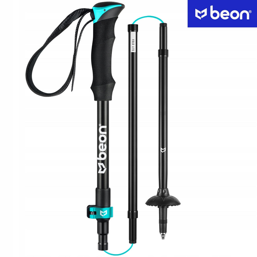 TREKKING POLES FOLDING POLES IN THE MOUNTAINS FOR WALKING IN THE MOUNTAINS TURQUOISE BEON Color black