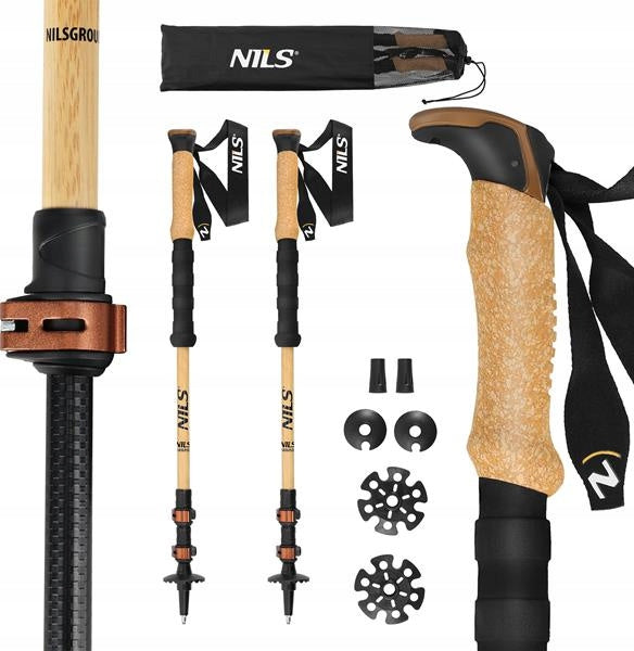 TREKKING POLES NILS BAMBOO TK8606 ADJUSTABLE 62-135CM