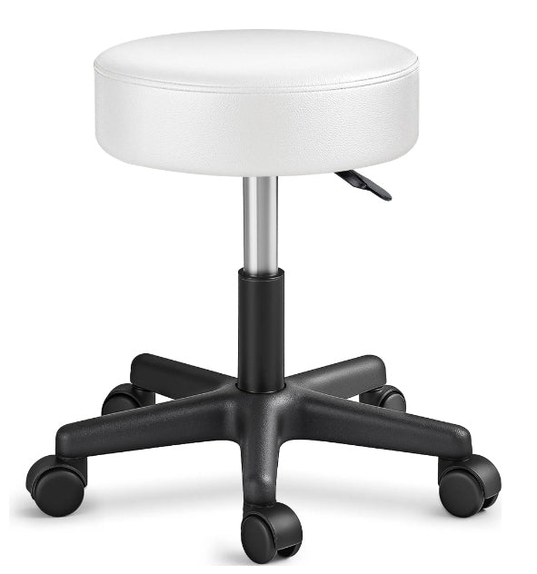 TRESKO swivel stool with height adjustment white 150 kg