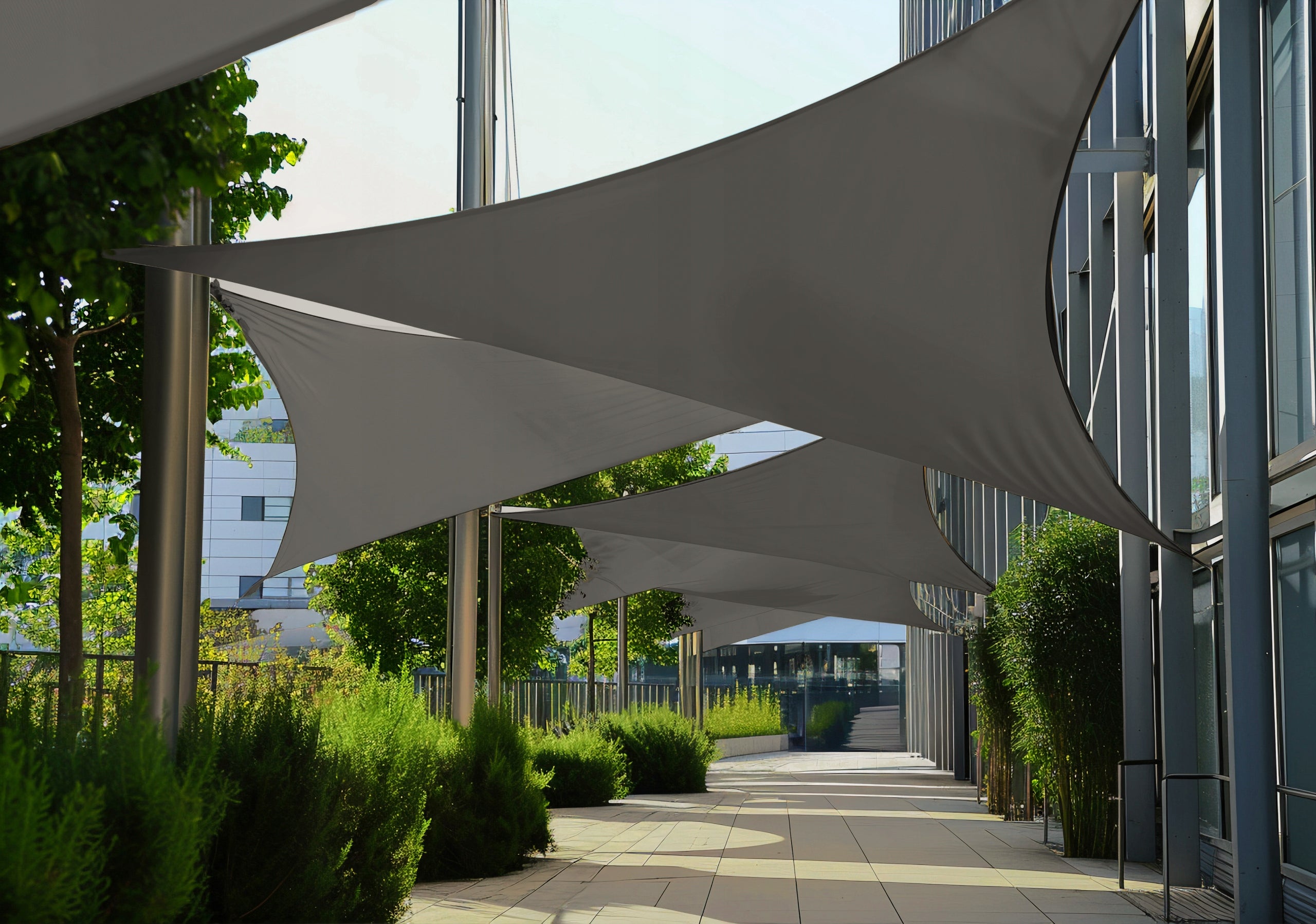 TRIANGULAR SOLAR SAIL, WATERPROOF UV, TERRACE AWNING, 5x5x5m, GRAY Kind shade sail