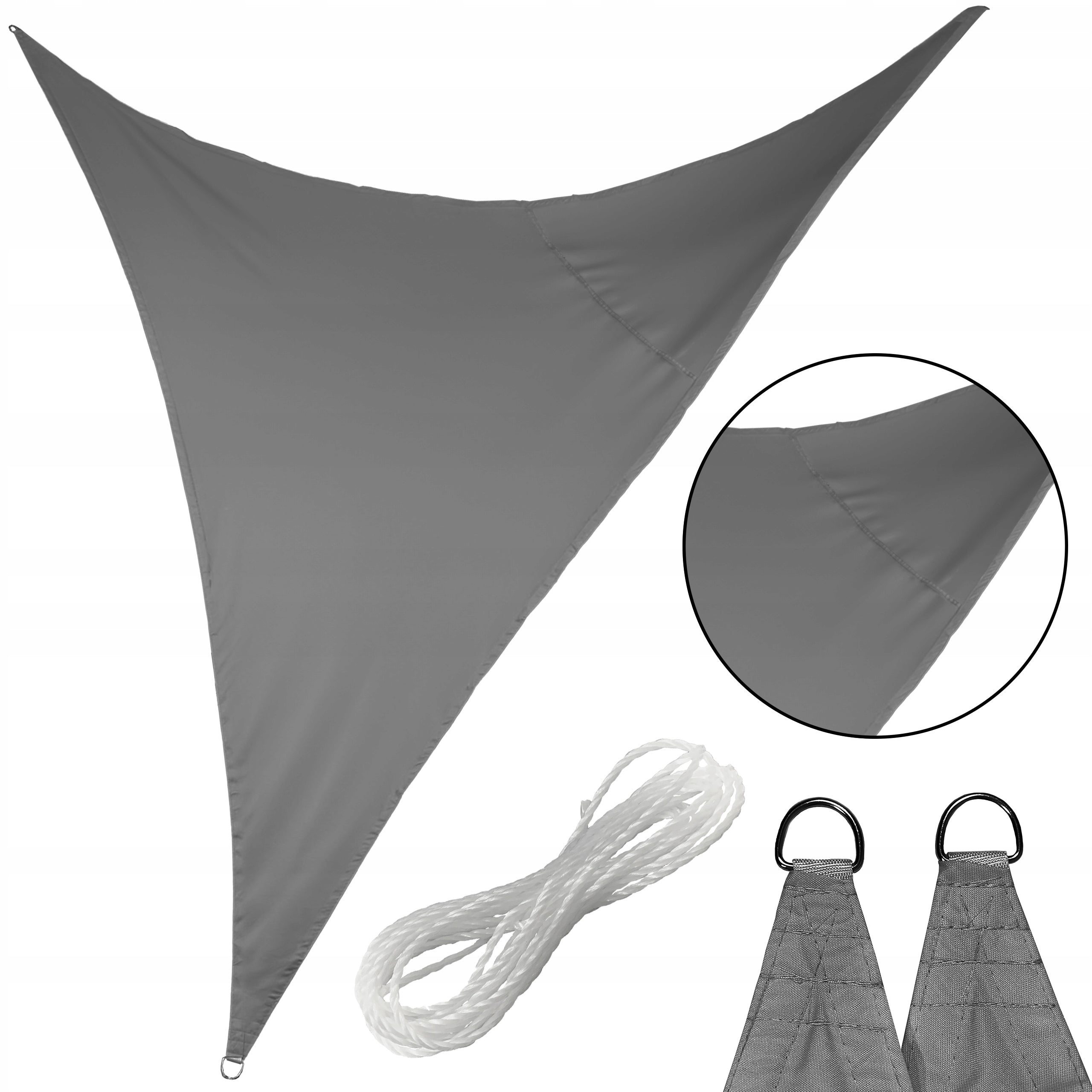 TRIANGULAR SOLAR SAIL, WATERPROOF UV, TERRACE AWNING, 5x5x5m, GRAY Manufacturer code 5.06.27483