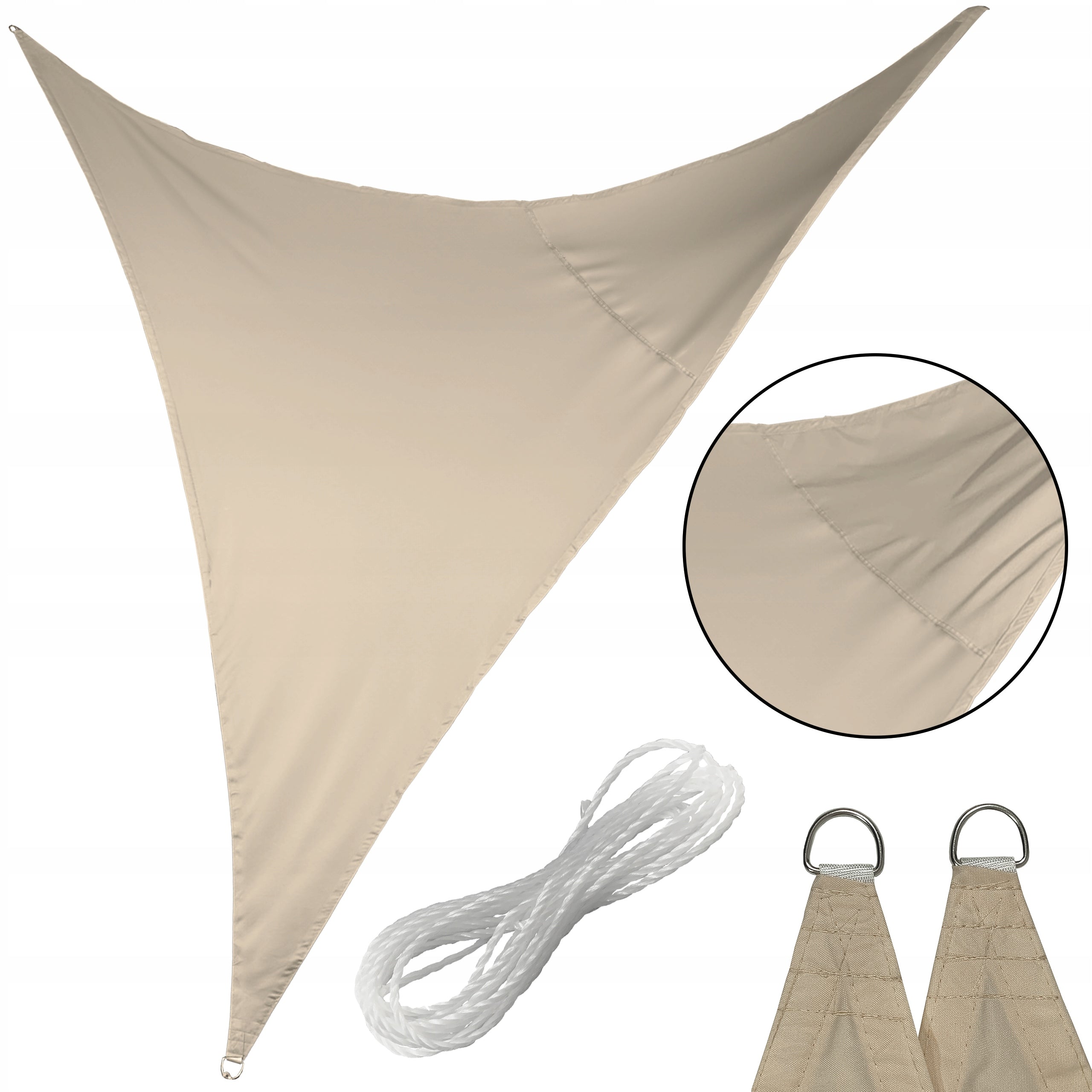 TRIANGULAR SOLAR SAIL, WATERPROOF UV, TERRACE AWNING 5x5x5m TAUPE