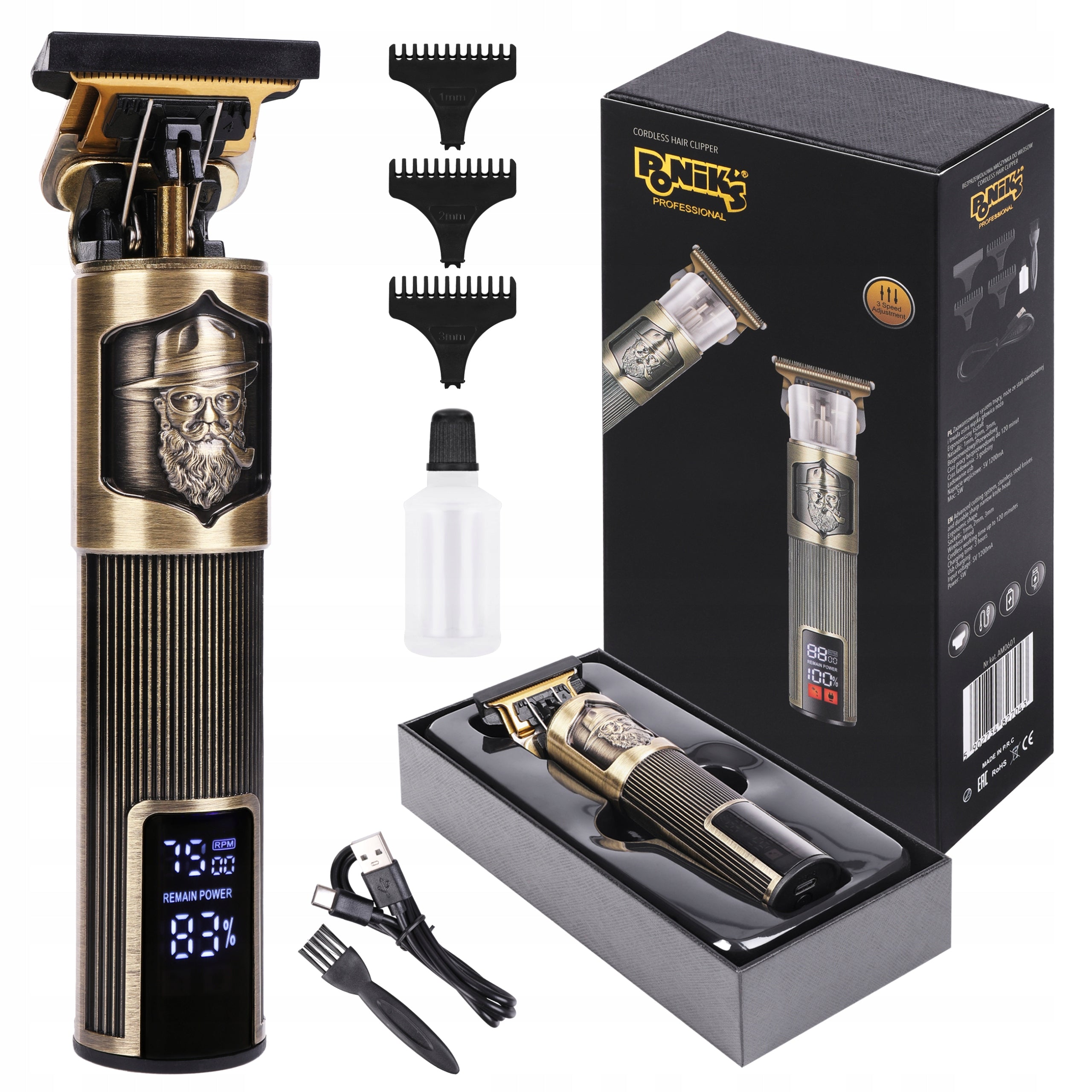 TRIMMER FOR CUTTING BEARD SHAVING BEARD ADJUSTMENT LCD
