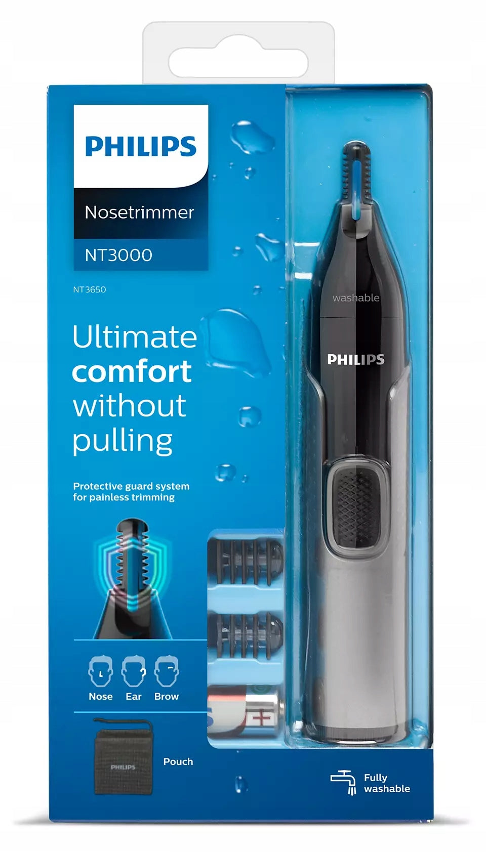 TRIMMER PHILIPS FOR NOSE EYEBROWS EARS PHILIPS SHAVER CASE CAP BATTERY 3 IN 1 Packaging status original