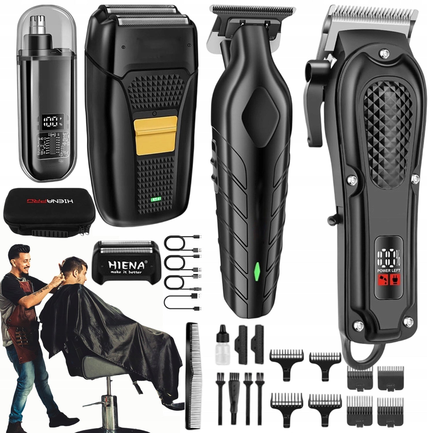 TRIMMER SET MEN'S SHAVER FOR BEARD BOKOBATS AND HAIR CARE BLACK