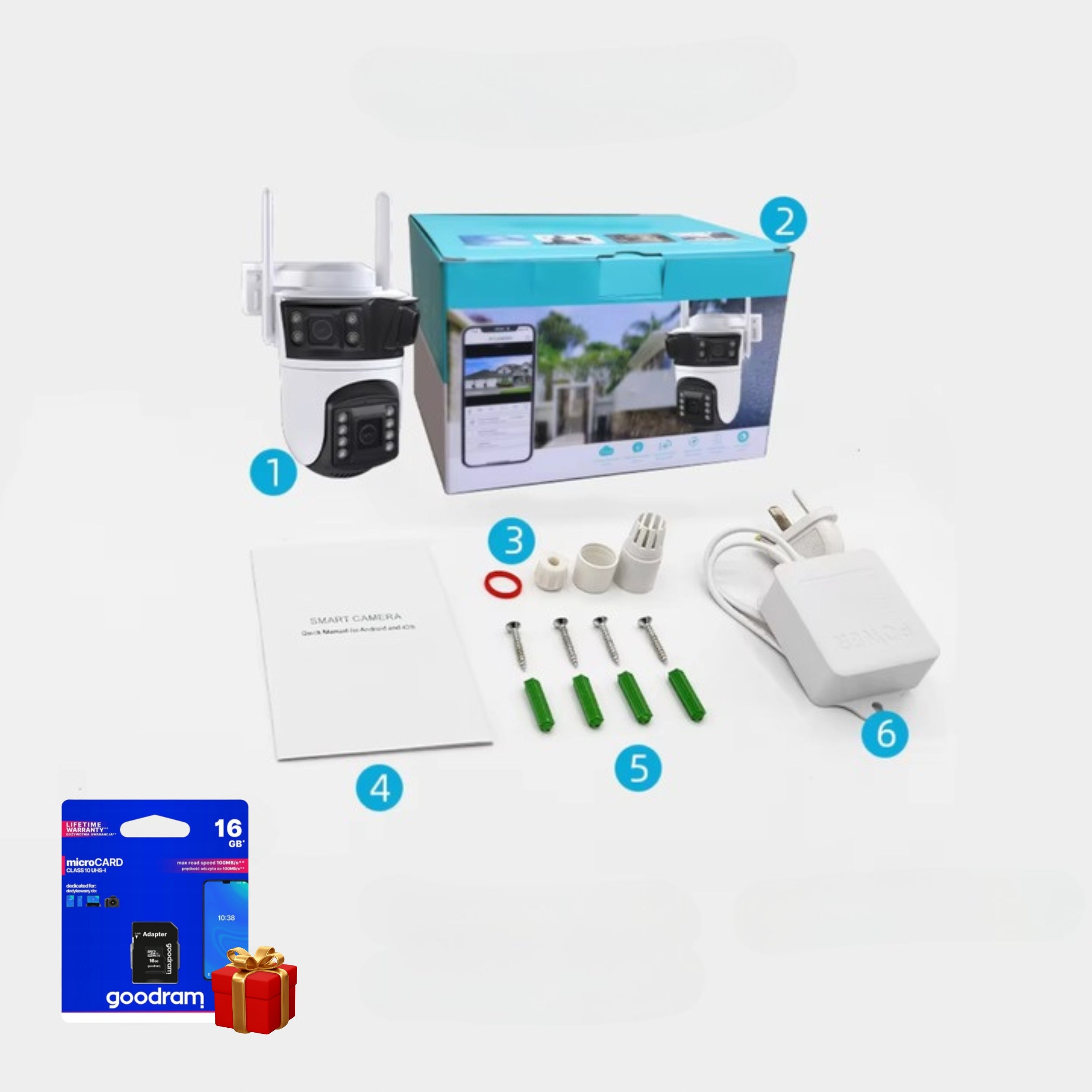 TRIPLE ROTATING WIFI IP CAMERA ICSEE 3in1 QHD CARD 6MP Packaging status original