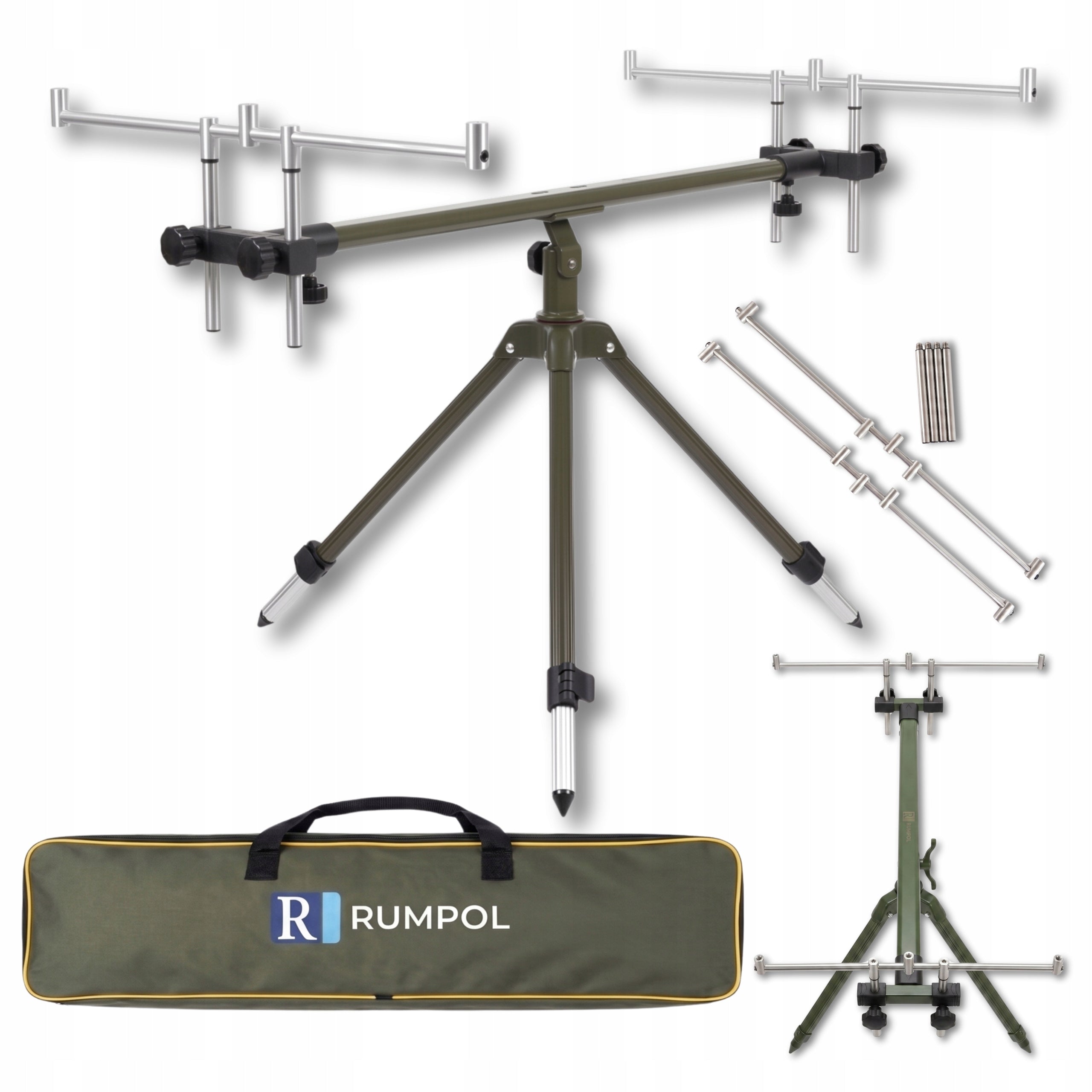 TRIPOD CARP STAND FOR 3 RODS STEEL ADJUSTABLE 280529 RUMPOL