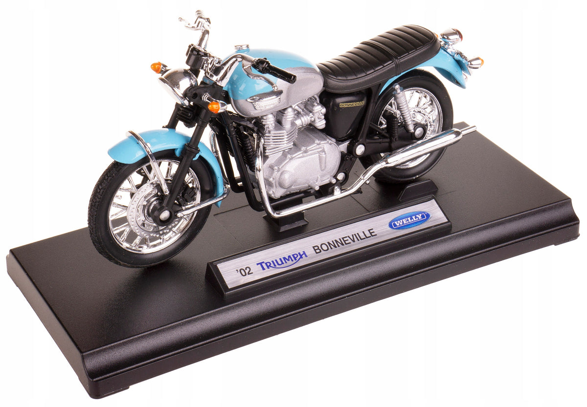 TRIUMPH BONNEVILLE `02 MODEL METAL WELLY MOTOR 1:18 BLUE