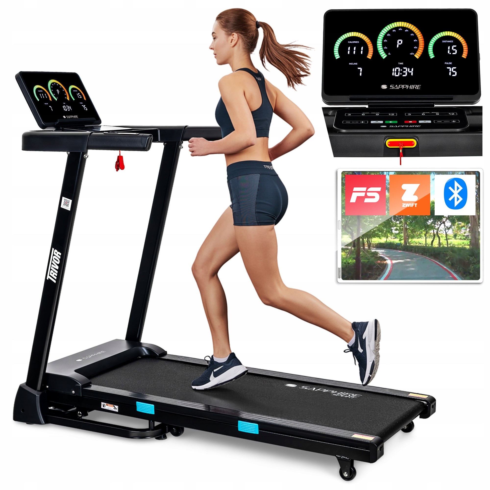 TRIVOR Home Electric TREADMILL Folding TRAINING 12KM CUSHIONING ANGLE