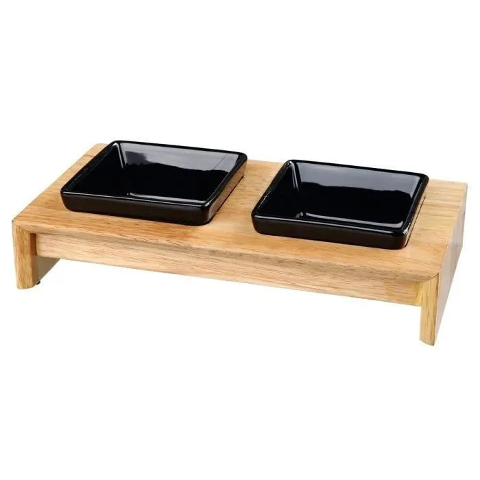 TRIXIE Set of Bowls with wood 2× 200ml Brand Trixie