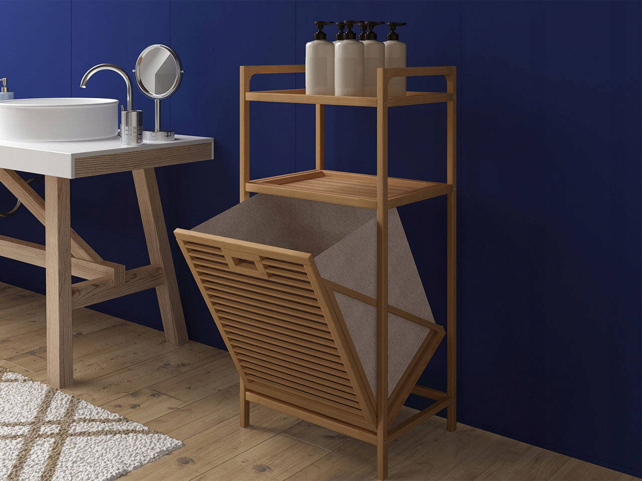 TROLLEY ANELKO bookcase for bathroom laundry basket Brand Mirjan