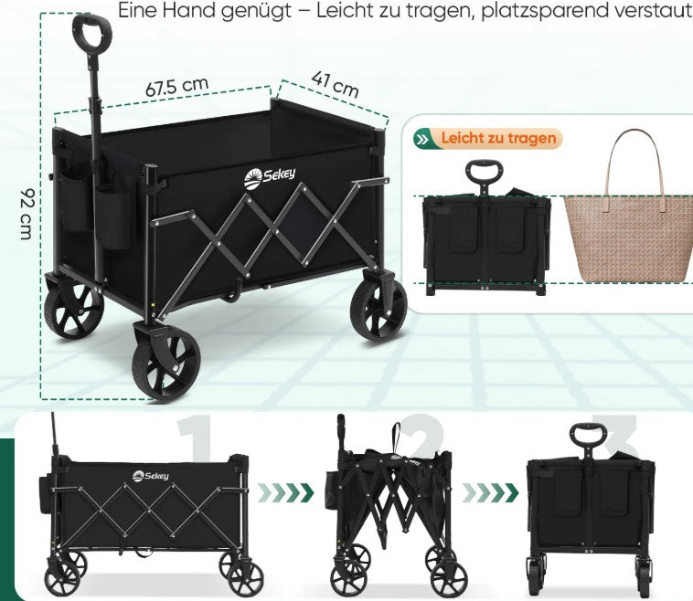 TROLLEY FOLDING TRANSPORT SEKEY 65L 80KG SHOPPING PICNIC GARDEN BEACH NEW Manufacturer code FW115