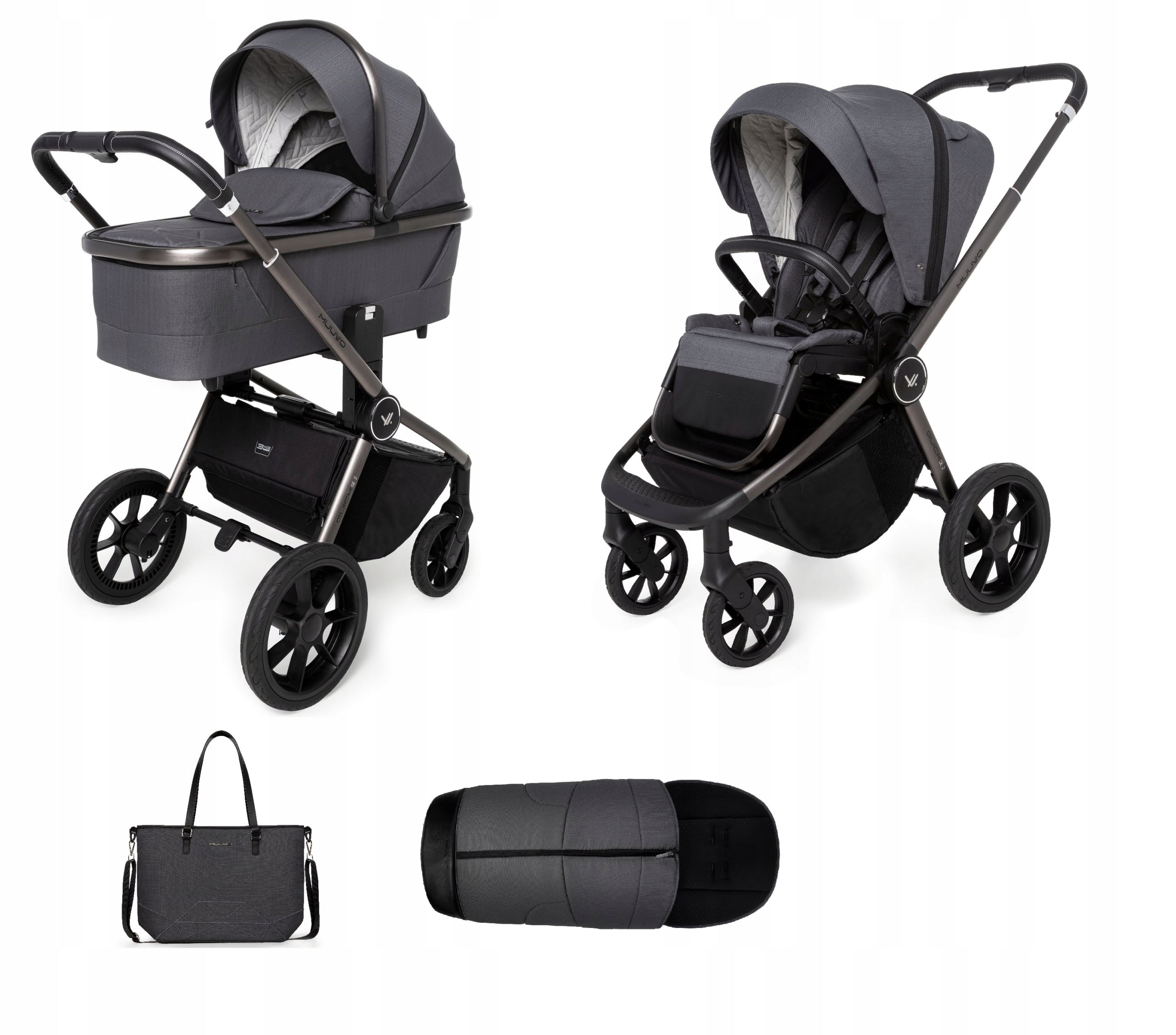 TROLLEY MUUVO QUICK SE 2 DIAMOND GRAPHITE 2IN1+ACCESSORIES