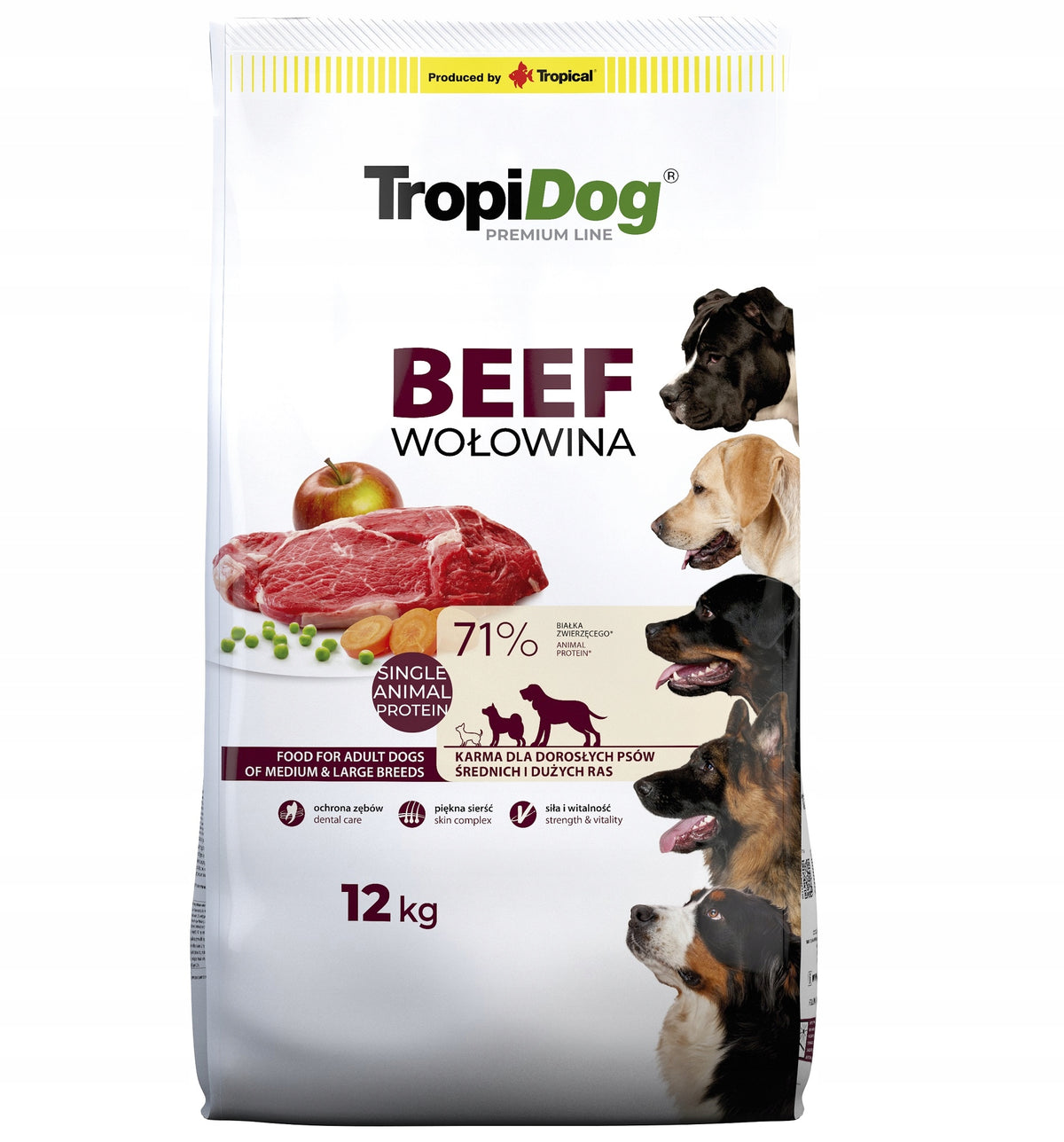 TROPIDOG Beef 12kg Adult Medium Large Breeds Medium and Large Adult Breeds Manufacturer code TR 57077