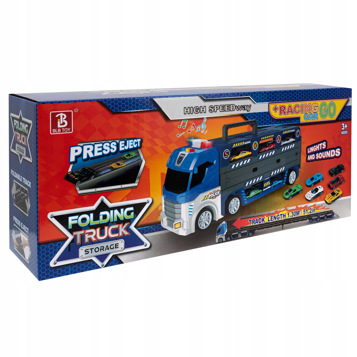 TRUCK FOR CHILDREN LAUNCHER CAR TRACK TRANSPORTER 130 CM + RESORAKI Brand click4TOYS