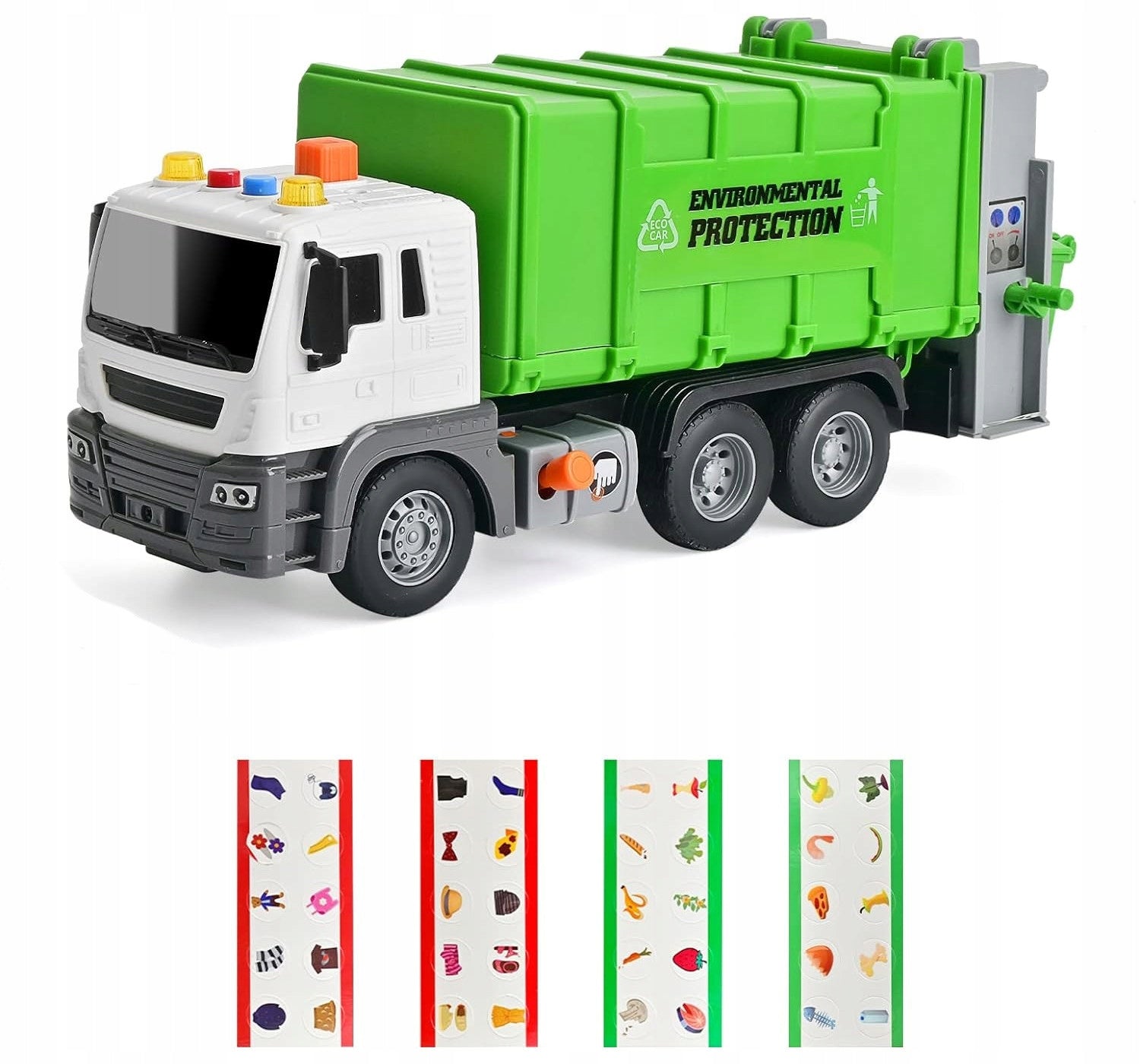 TRUCK LARGE CAR GARBAGE TRUCK CAR DRIVE BASKETS CITY VEHICLE TOY Manufacturer code samochód śmieciarka zielona dla dzieci 3+