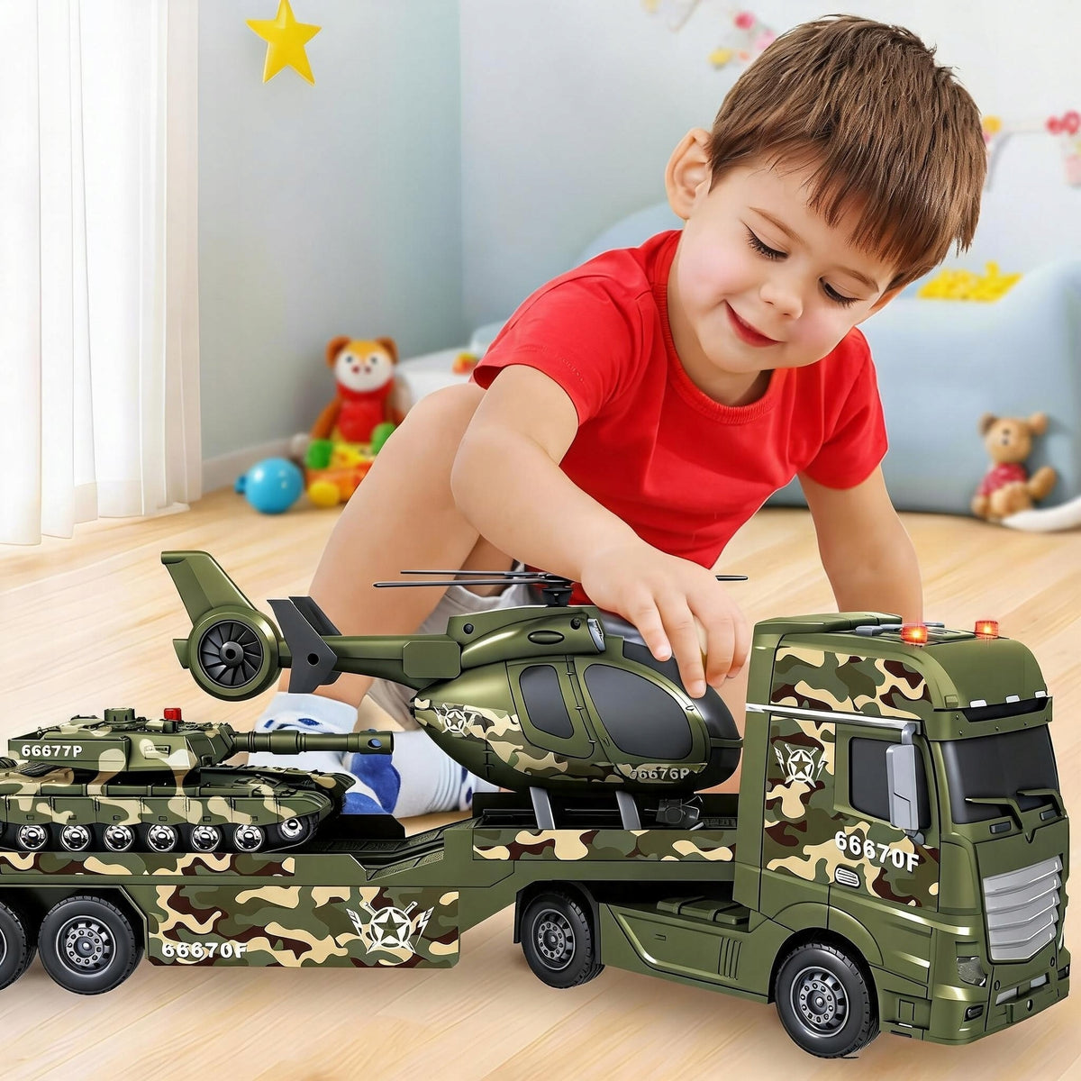 TRUCK MILITARY HELICOPTER SET 3IN1 FOR CHILDREN LARGE PERFECT GIFT Packaging status original