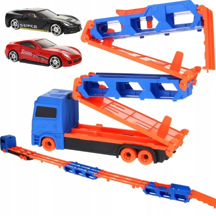 TRUCK TIR TOW TRUCK 165cm FOLDING TRACK LAUNCHER TRANSPORTER + 2 CARS