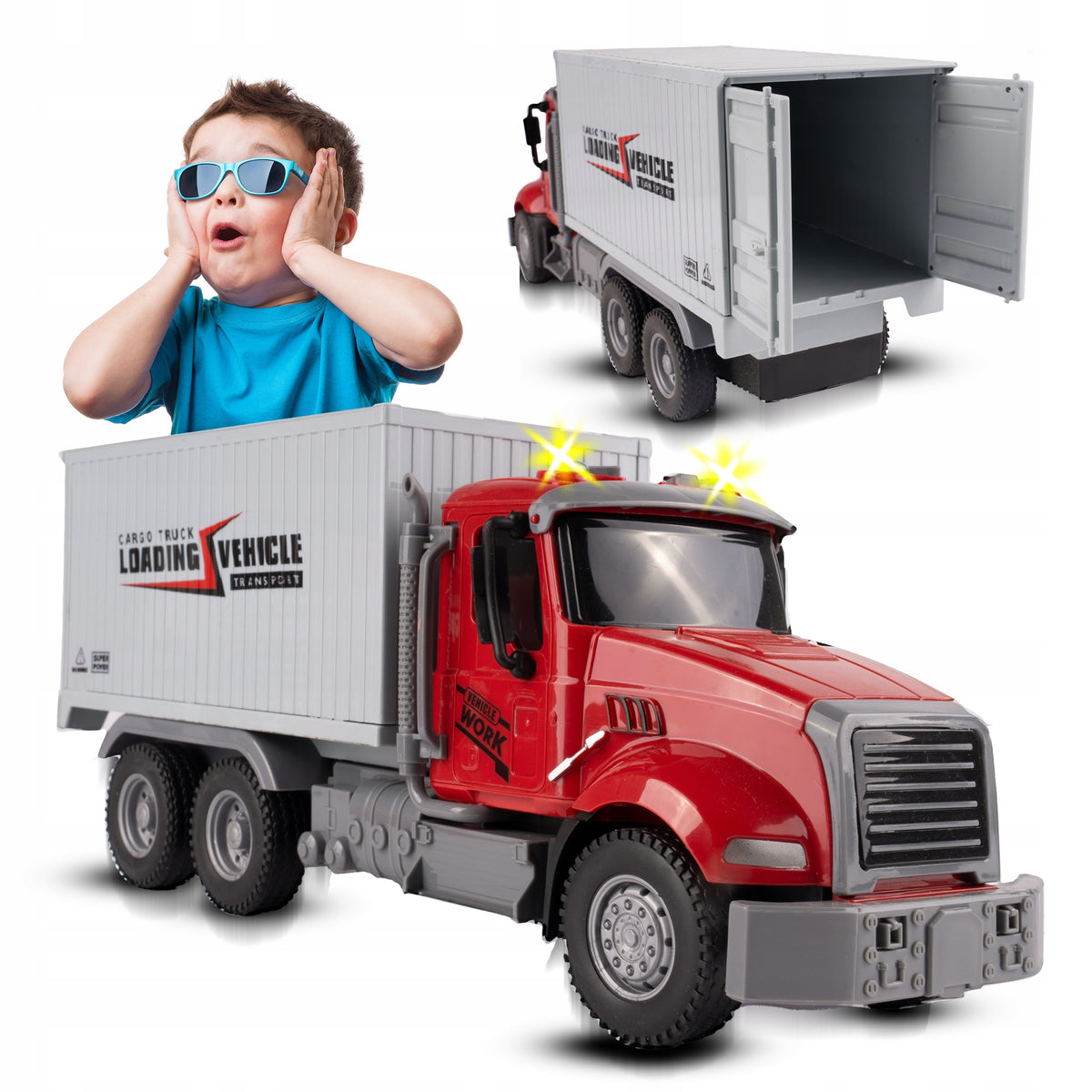 TRUCK WITH FRICTION DRIVE LARGE SEMI-TRAILER LIGHT SOUND