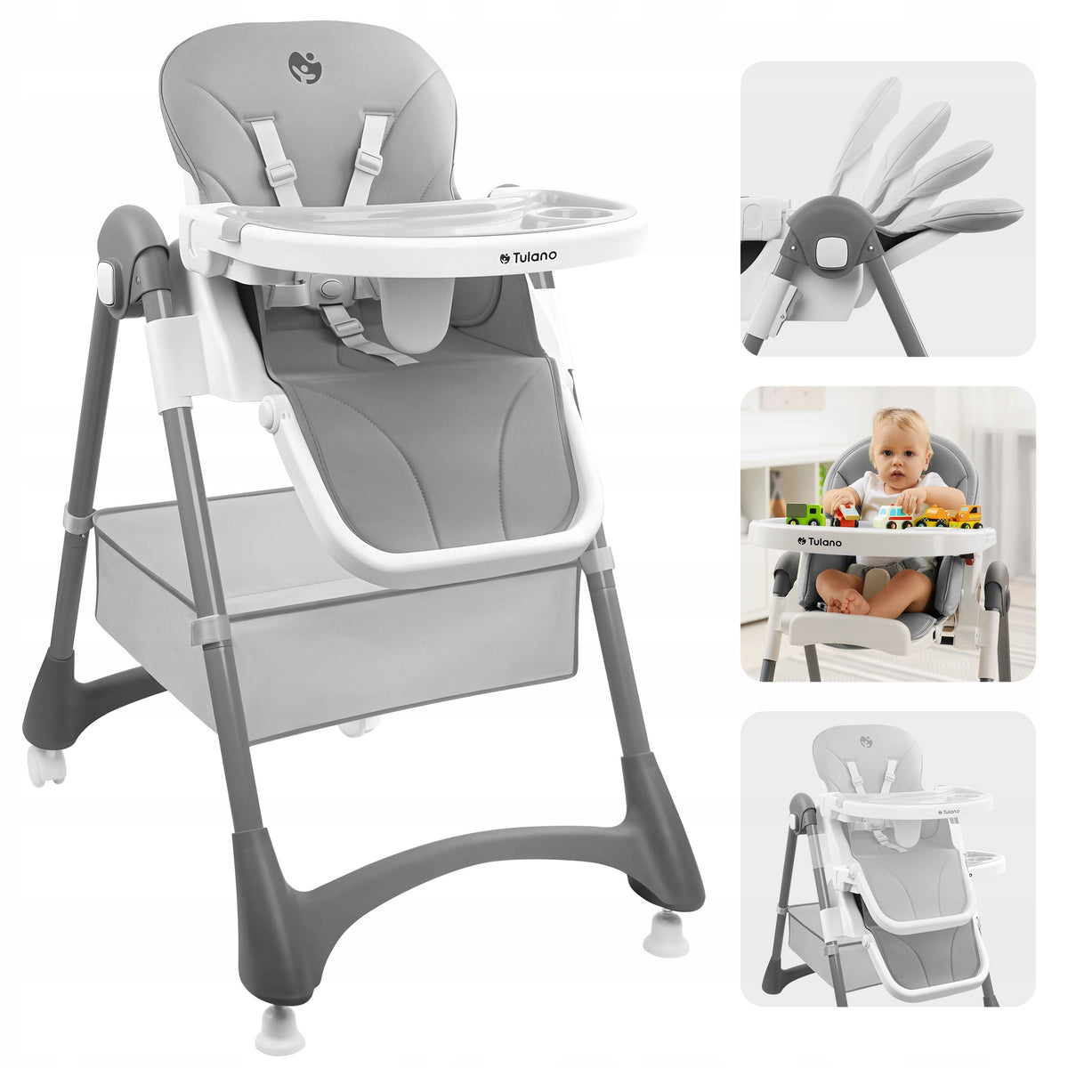 TULANO Adjustable Folding Feeding Chair MORSEL 30 Grey