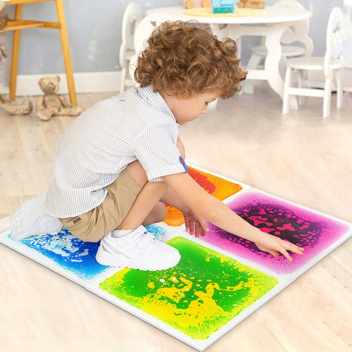 TULLO SET OF 4PCS FLOOR MATS LIQUID TILE PATH WITH COLORED LIQUID Brand Tullo