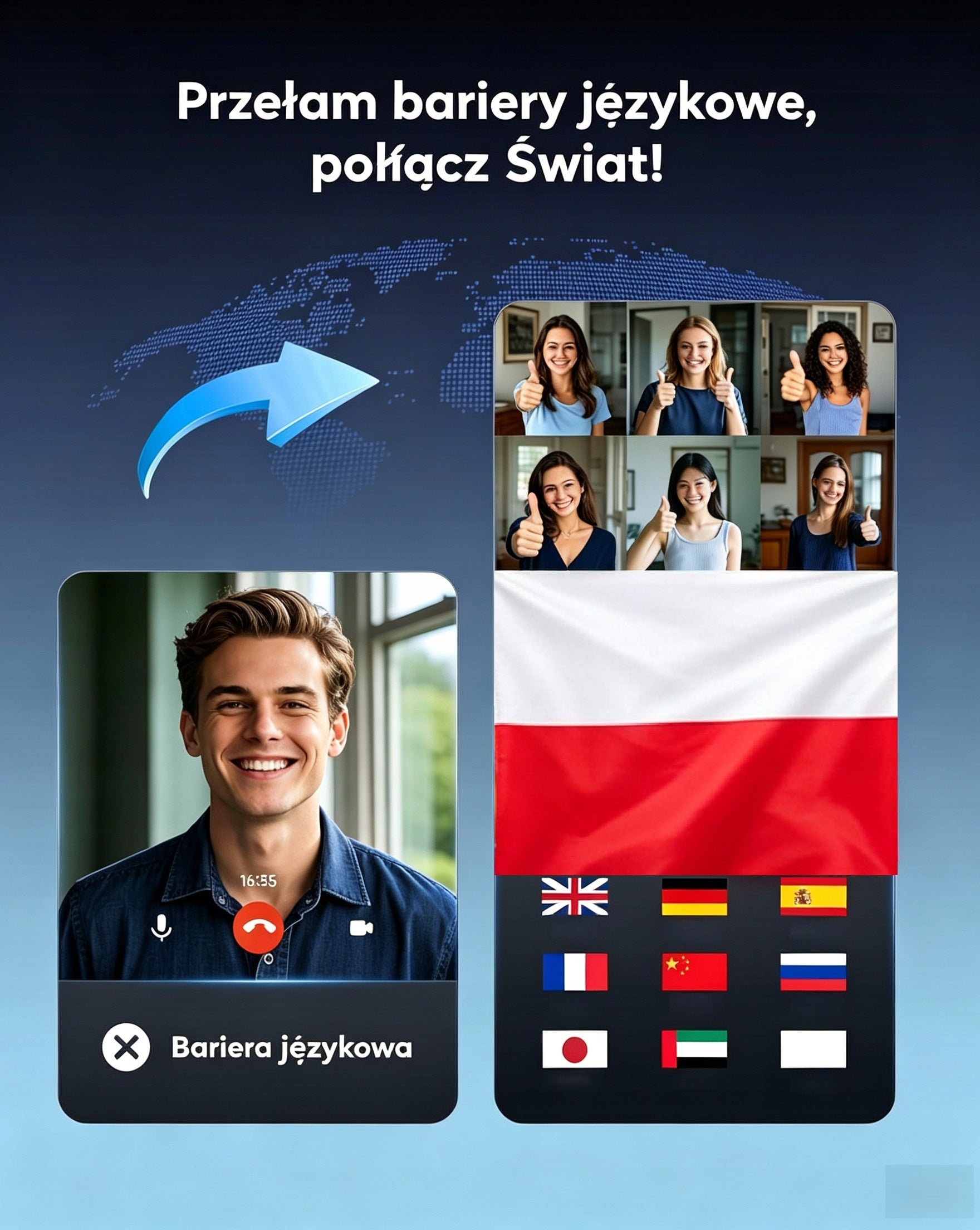 TŁUMACZ JĘZYKOWY SŁUCHAWKI TŁUMACZĄCE 3W1 Z FUNKCJĄ AI BEZPRZEWODOWE MUZYKA Packaging status original