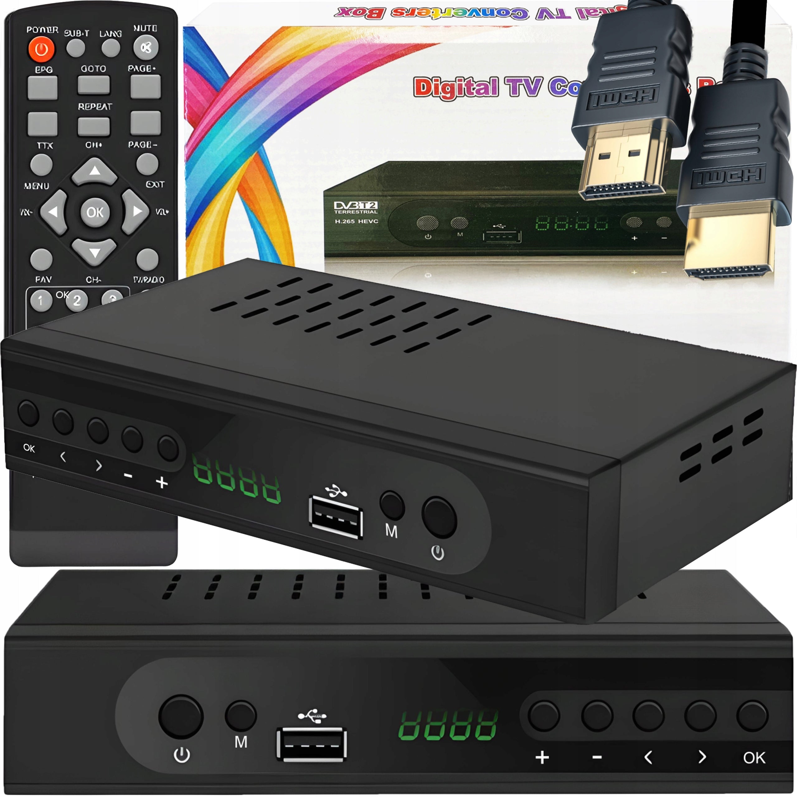 TUNER DECODER DVB T2 HEVC H.265 TERRESTRIAL TV 4K ULTRA HD USB REMOTE CONTROL