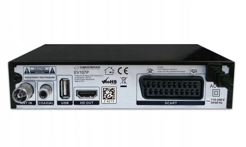 TUNER DECODER TERRESTRIAL HD DVBT2 HEVC H.265 EV107P Manufacturer code 09120