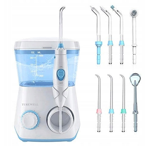 TUREWELL Dental Irrigator 10 Pressure Settings 8 Nozzles 600ml