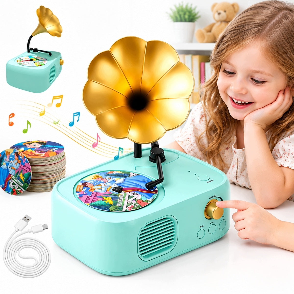 TURNTABLE FOR 3+ WITH 48 FAIRY TALES 28 SONGS