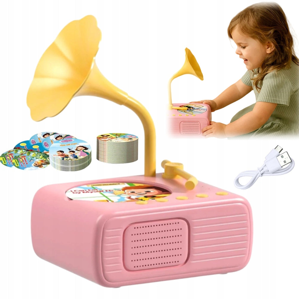 TURNTABLE FOR CHILDREN CONSOLE MIXER MAGIC GIFT MUSIC SET 96 CARDS