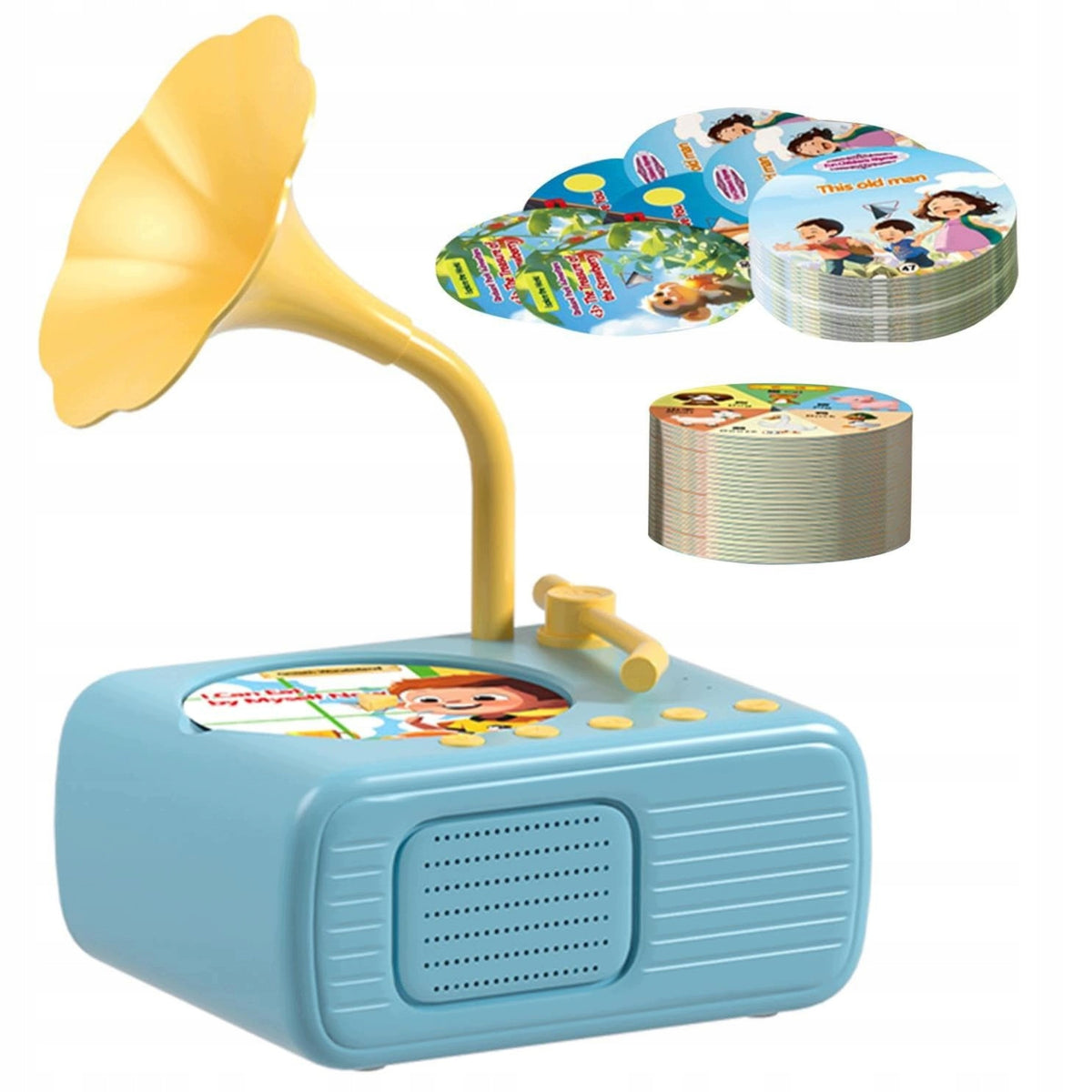 TURNTABLE FOR CHILDREN LEARNING ENGLISH 96 CARDS INTERACTIVE FUN Kind instrument set